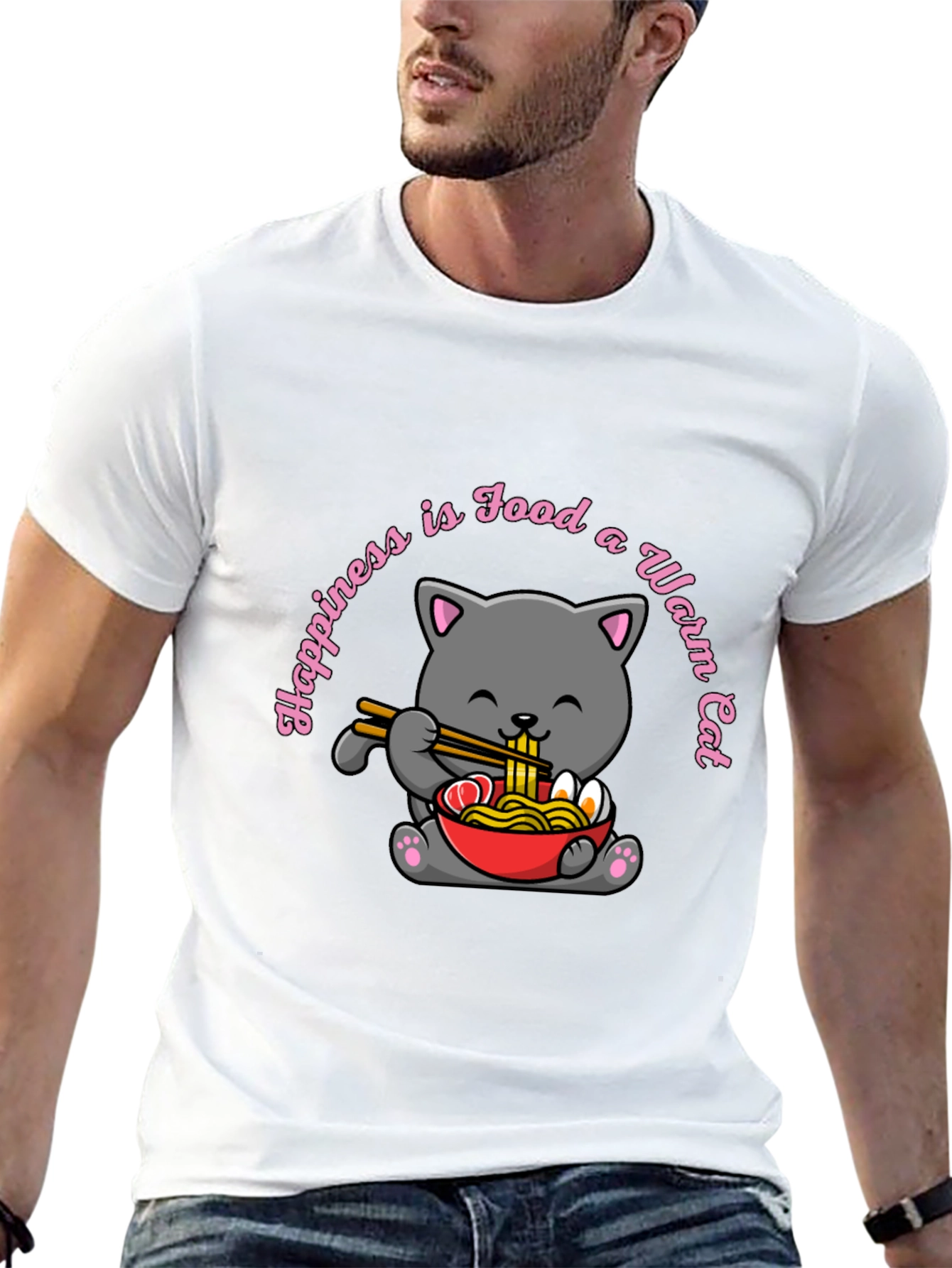 Cute Cat Ramen T-Shirt - Foodie Comfort