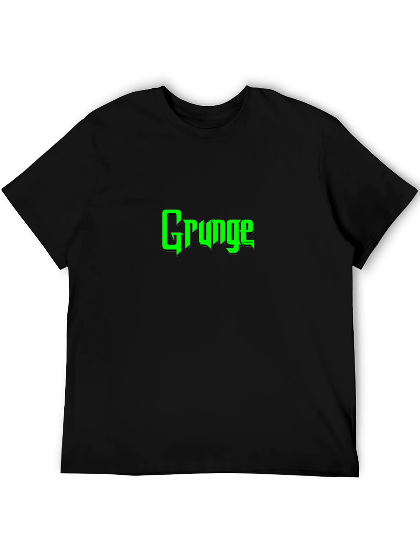 Grunge Green Text Black T-Shirt