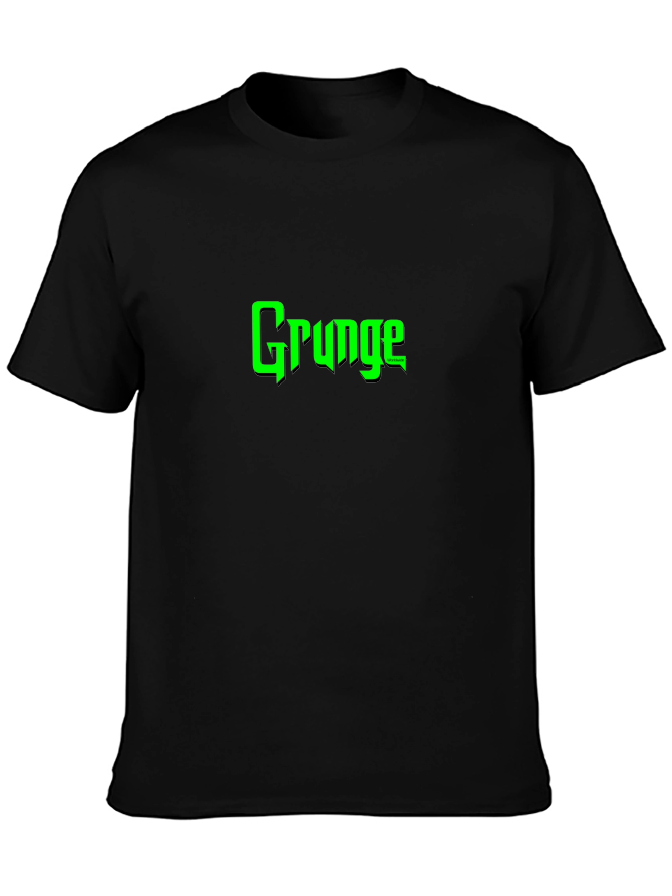 Grunge Green Text Black T-Shirt