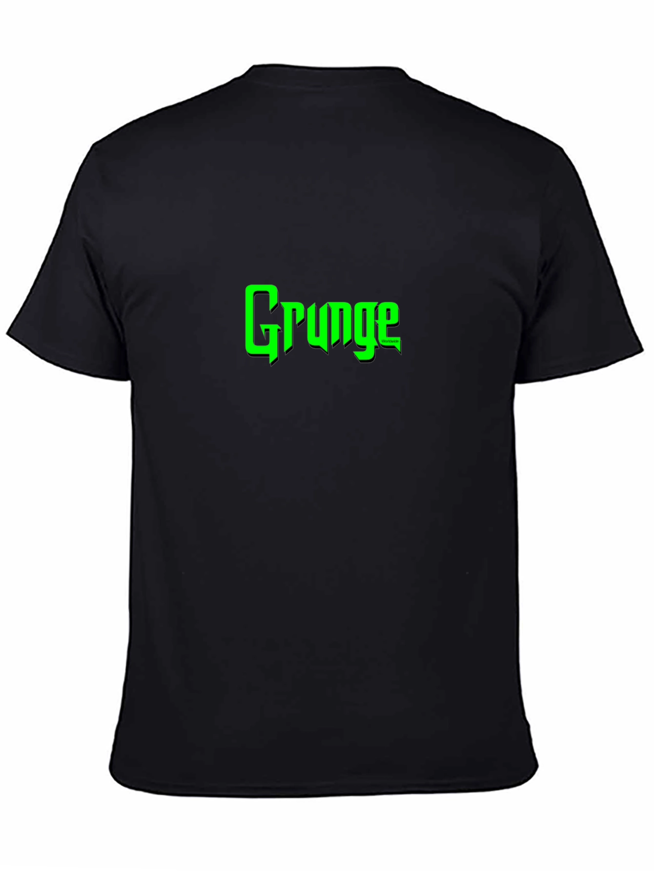 Grunge Green Text Black T-Shirt