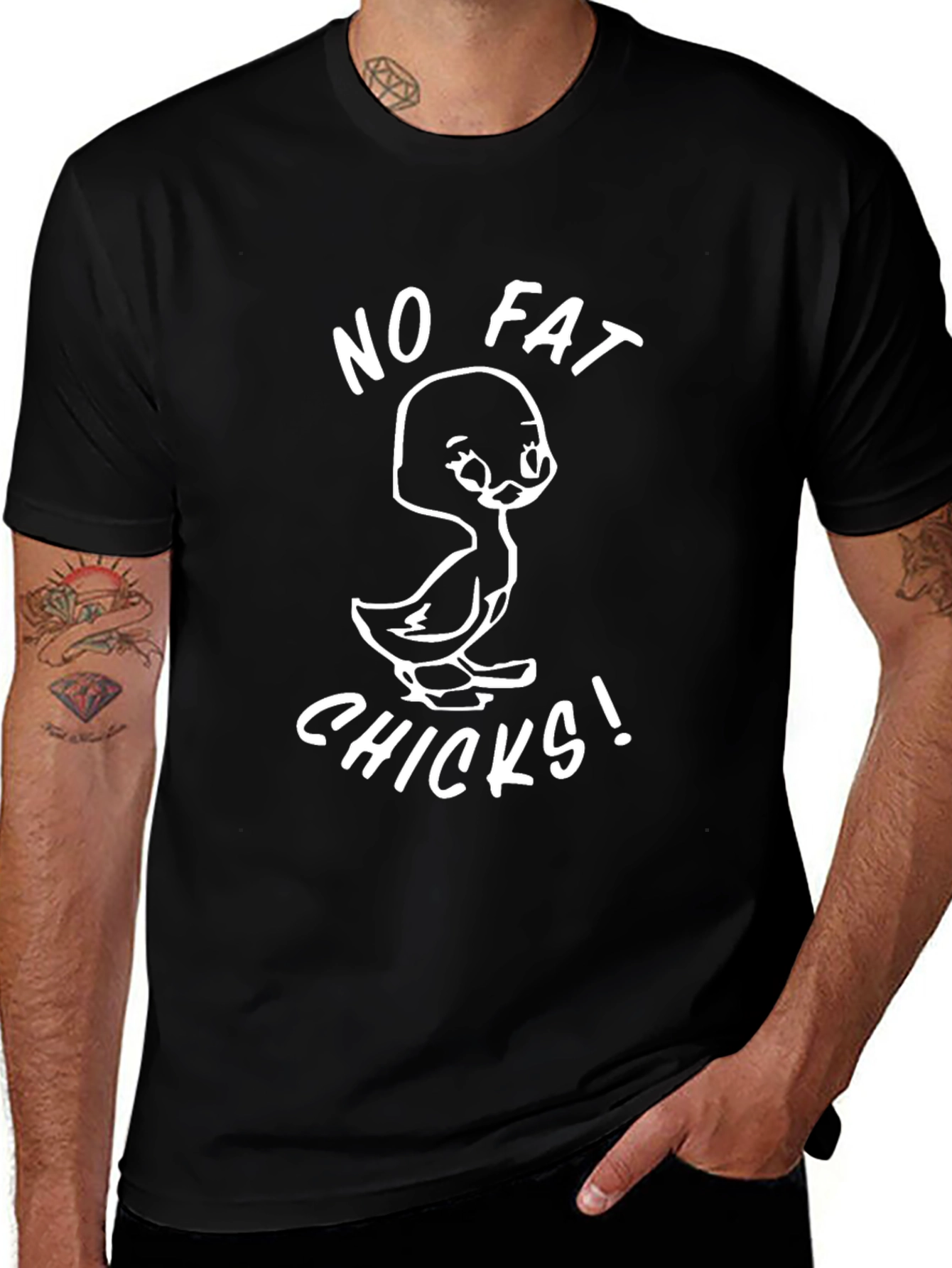 No Fat Chicks Graphic Tee - Black Cotton T-Shirt
