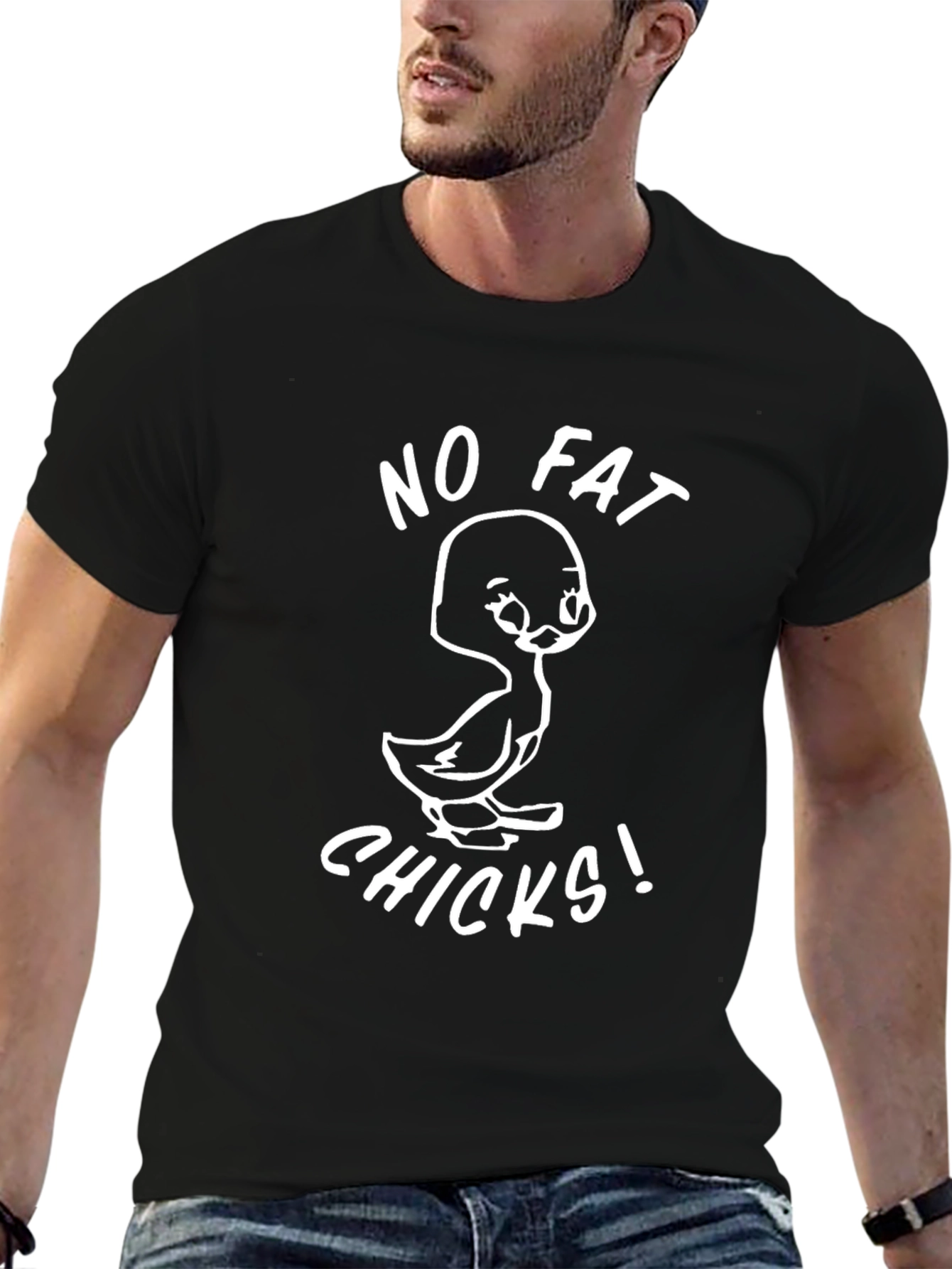 No Fat Chicks Graphic Tee - Black Cotton T-Shirt