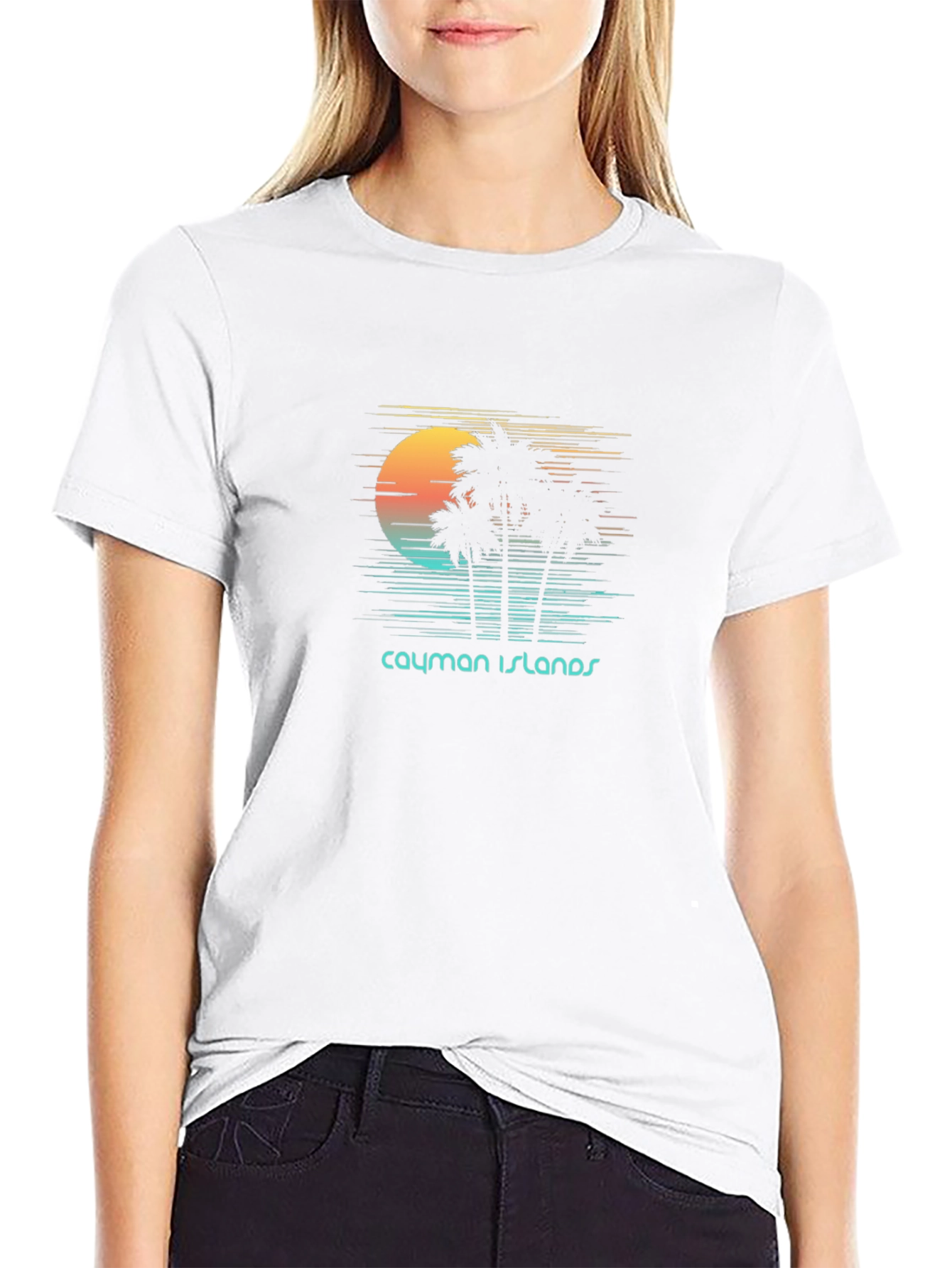 Cayman Islands Sunset T-Shirt - Tropical Palm Tree Design
