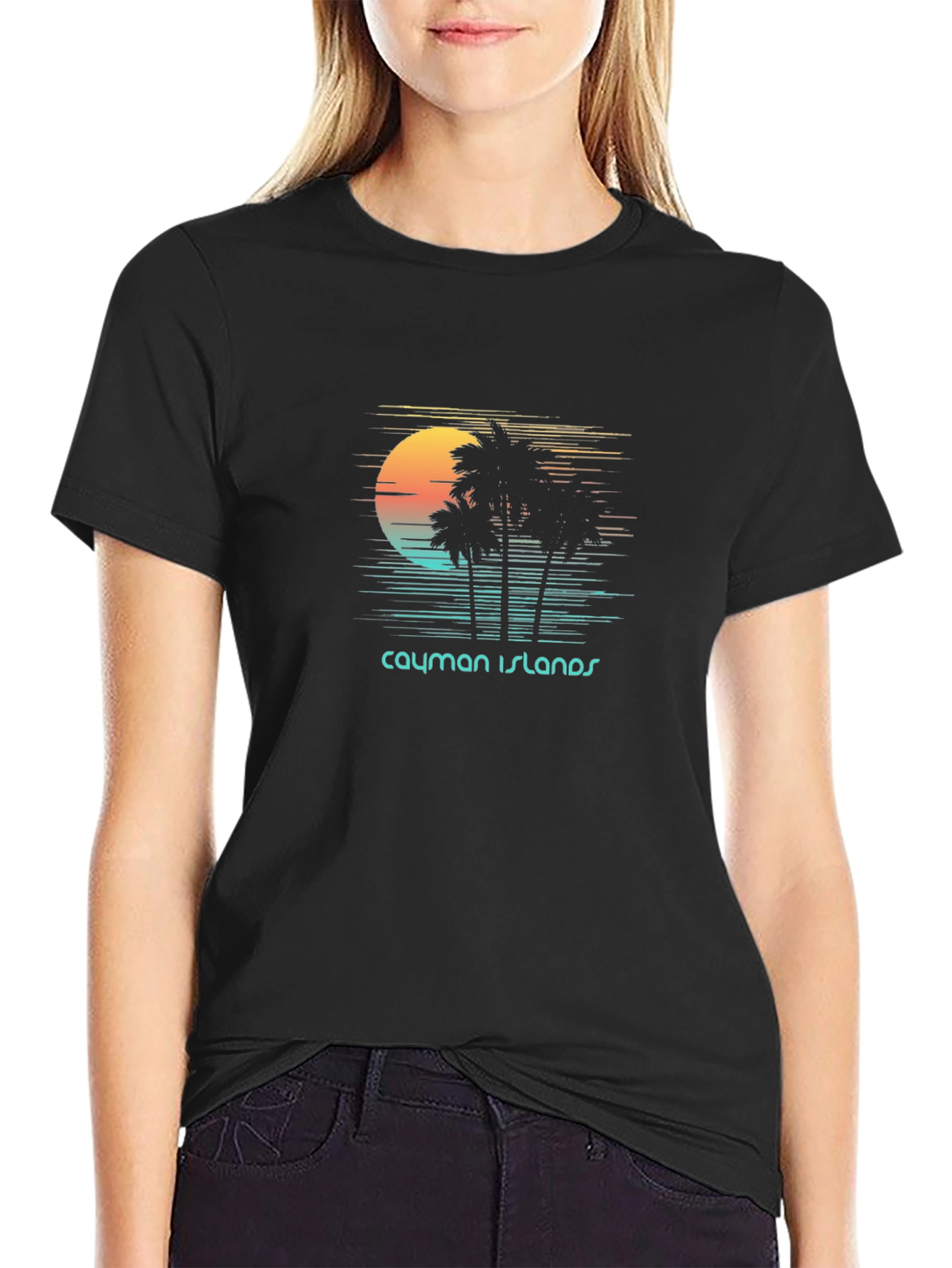 Cayman Islands Sunset T-Shirt - Tropical Palm Tree Design