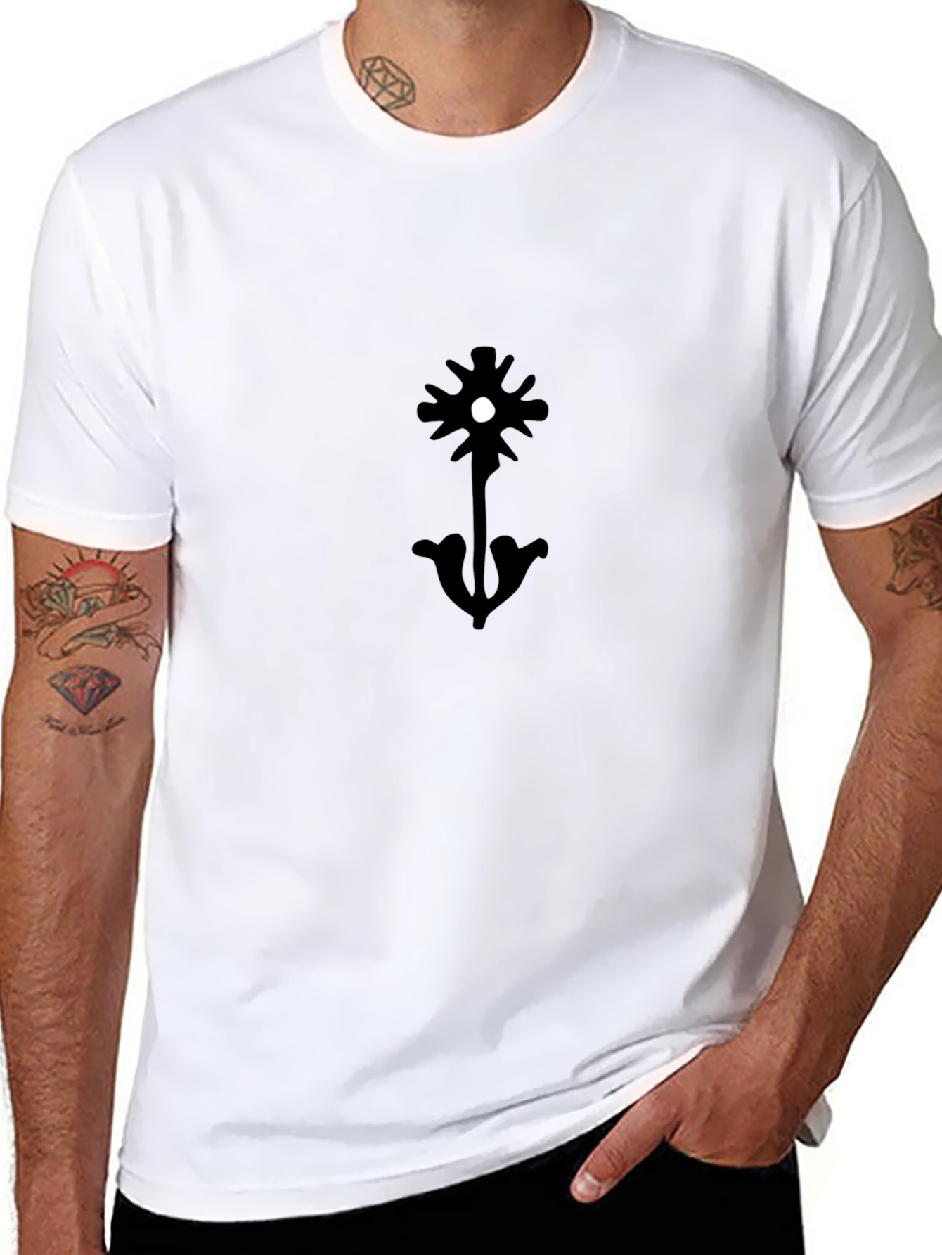 Black T-Shirt with Unique Floral Graphic