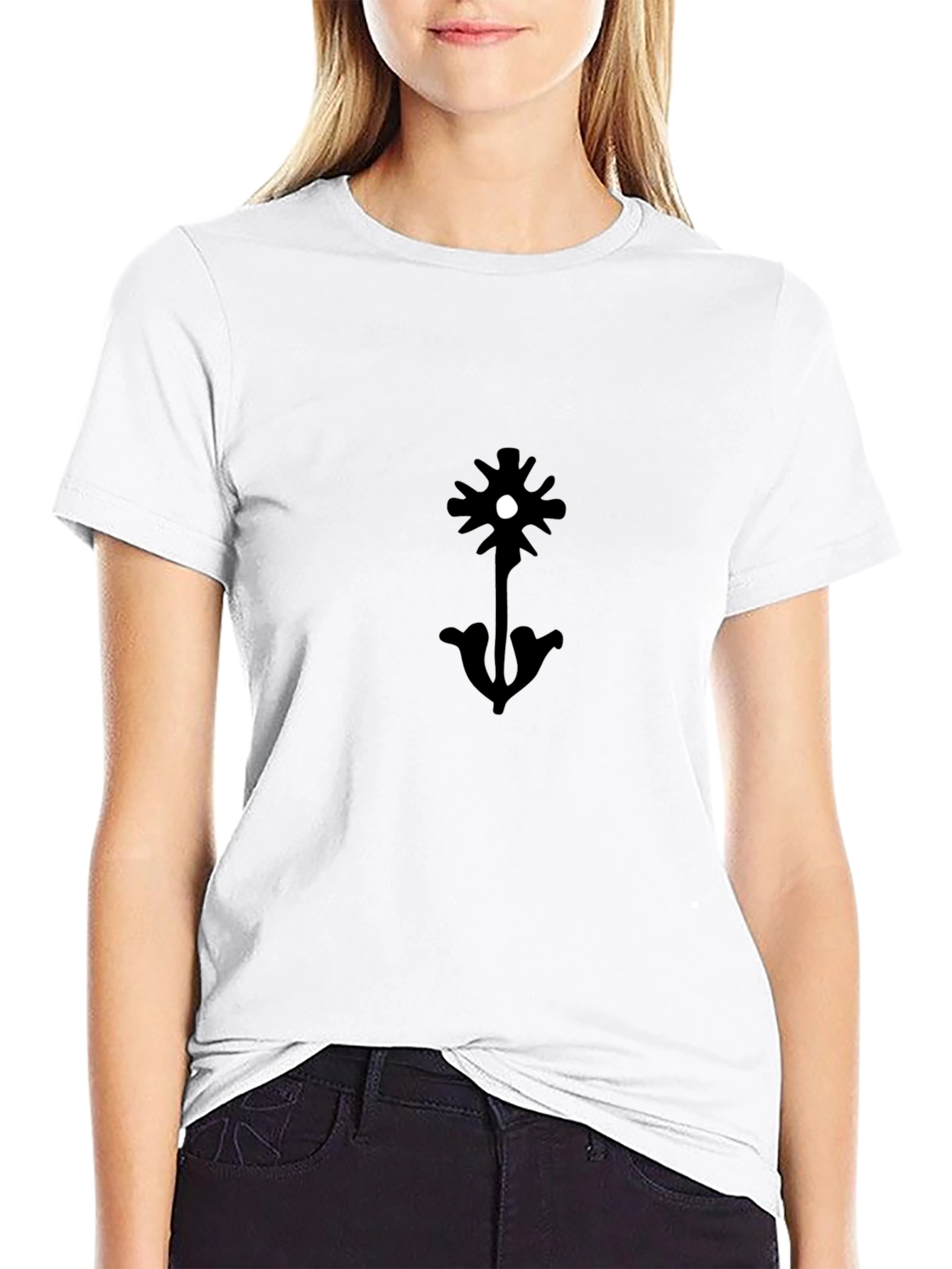 Black T-Shirt with Unique Floral Graphic