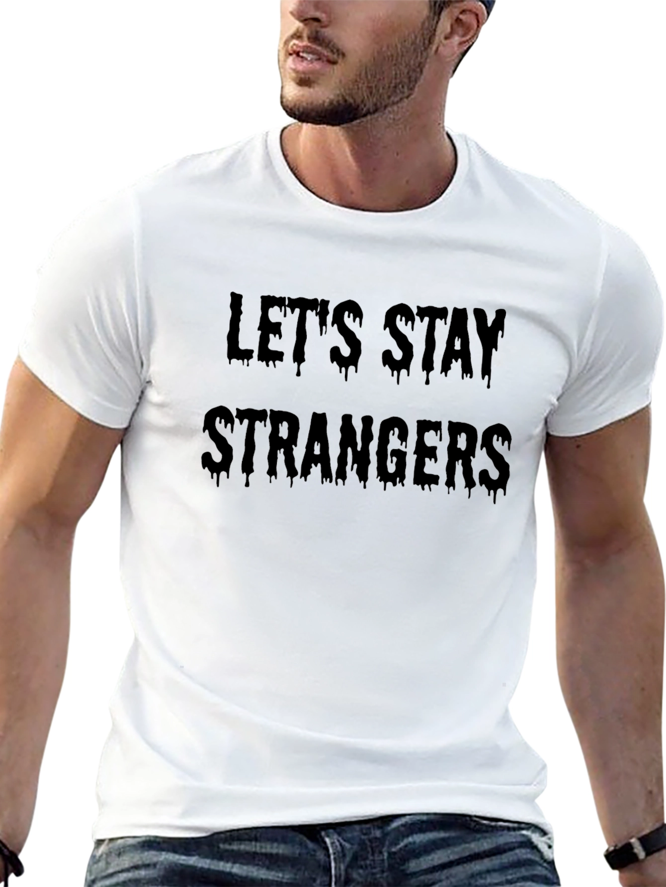 Lets Stay Strangers Graphic Tee - Black