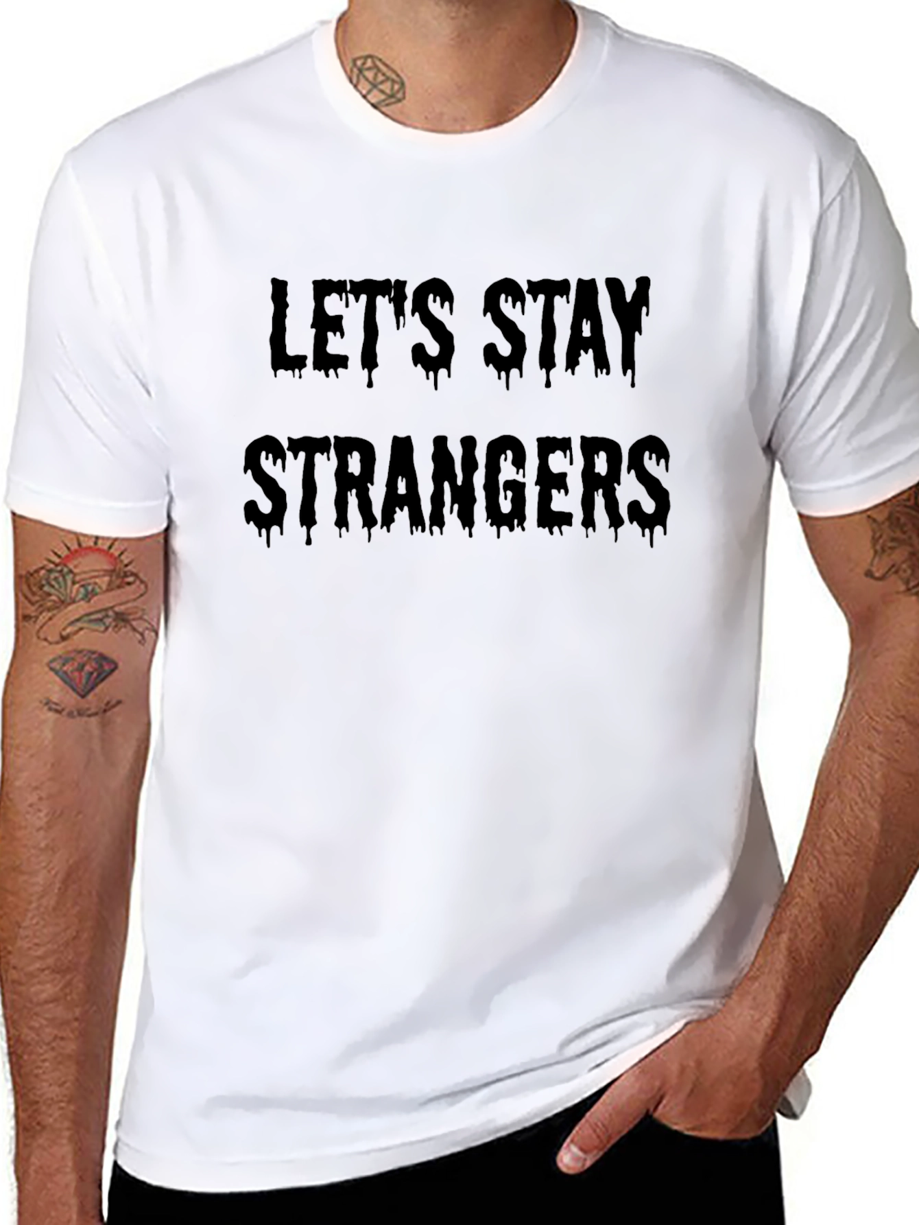 Lets Stay Strangers Graphic Tee - Black
