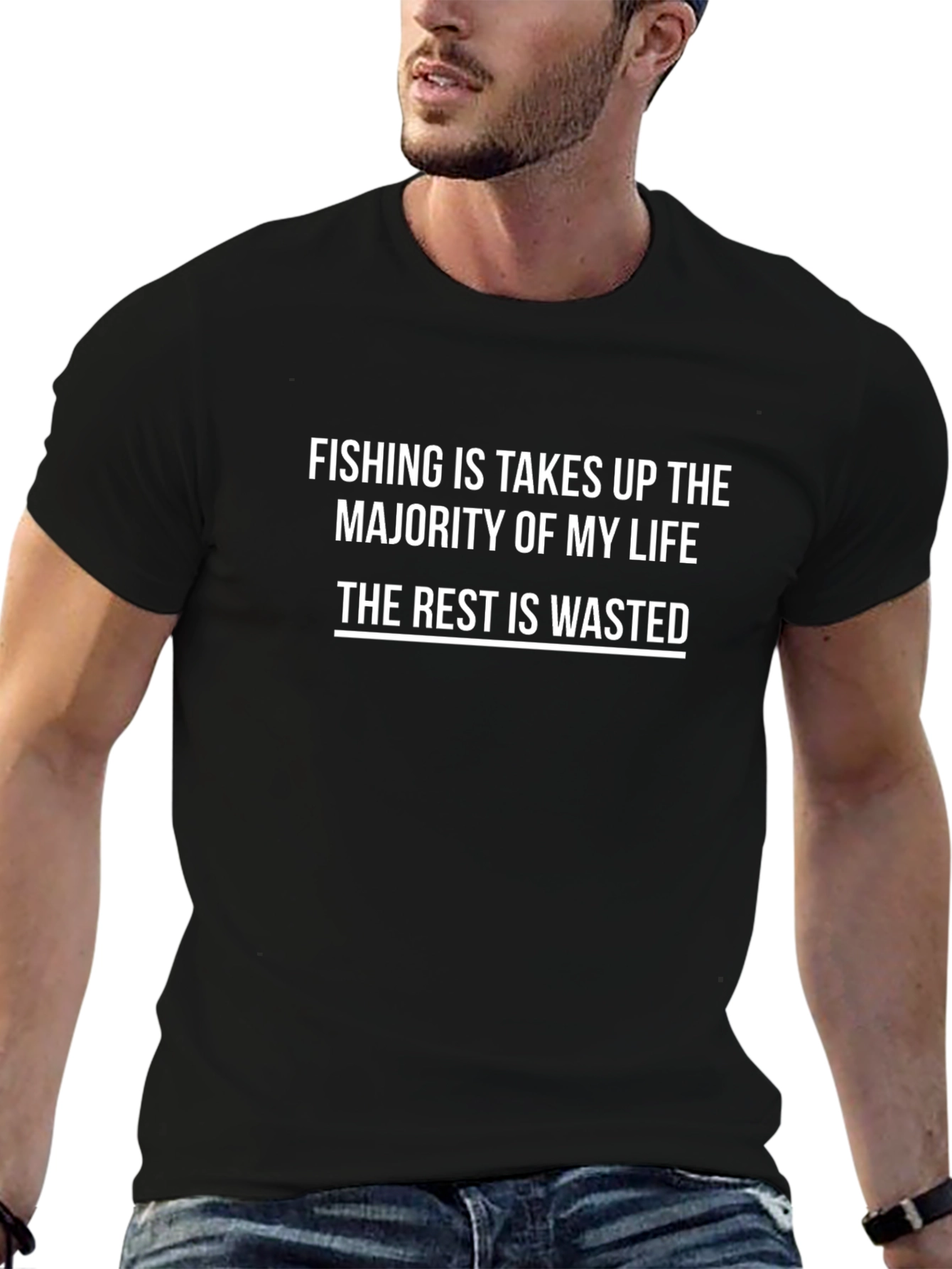 Fishing is Life T-Shirt - Black Novelty Tee