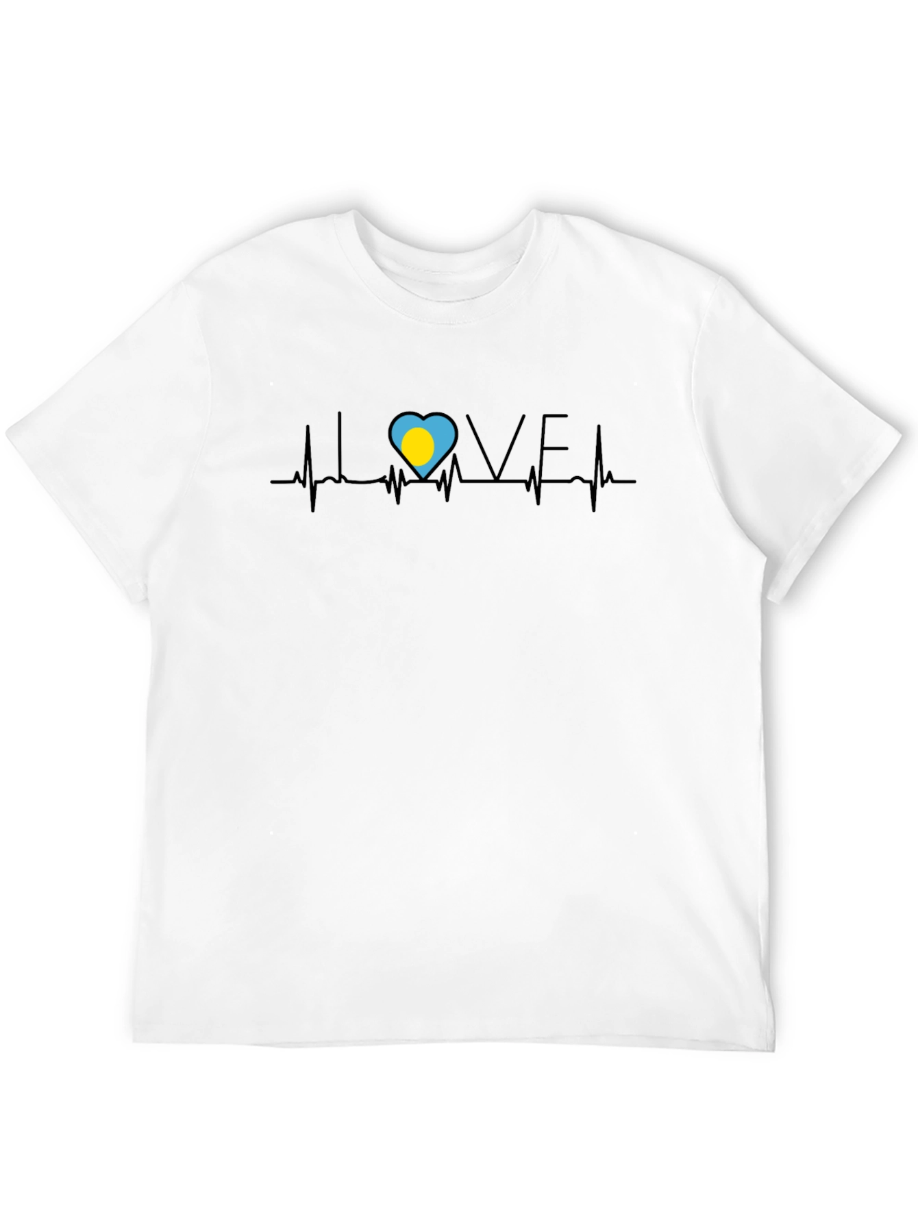 Love Palau Heartbeat T-Shirt - Black