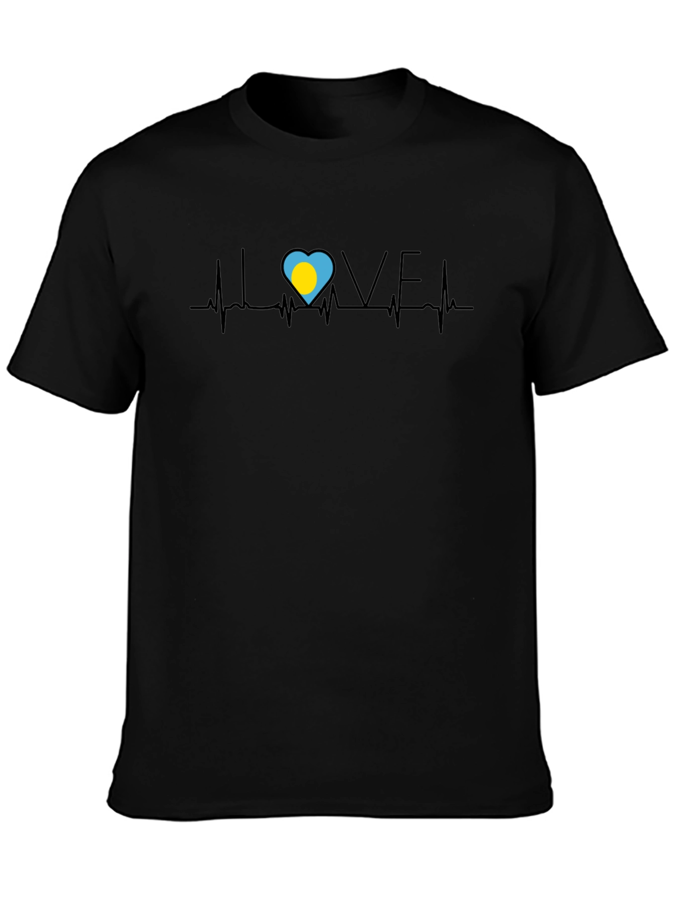 Love Palau Heartbeat T-Shirt - Black