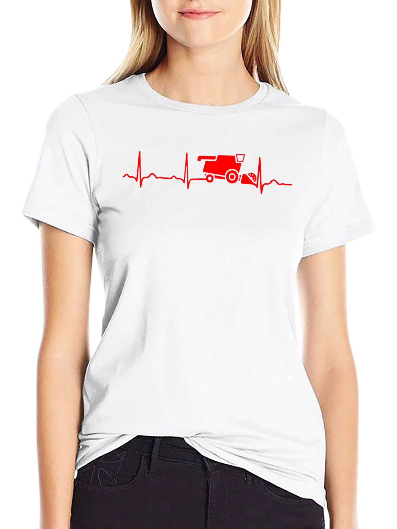 Farmer Heartbeat T-Shirt - Red Combine Design