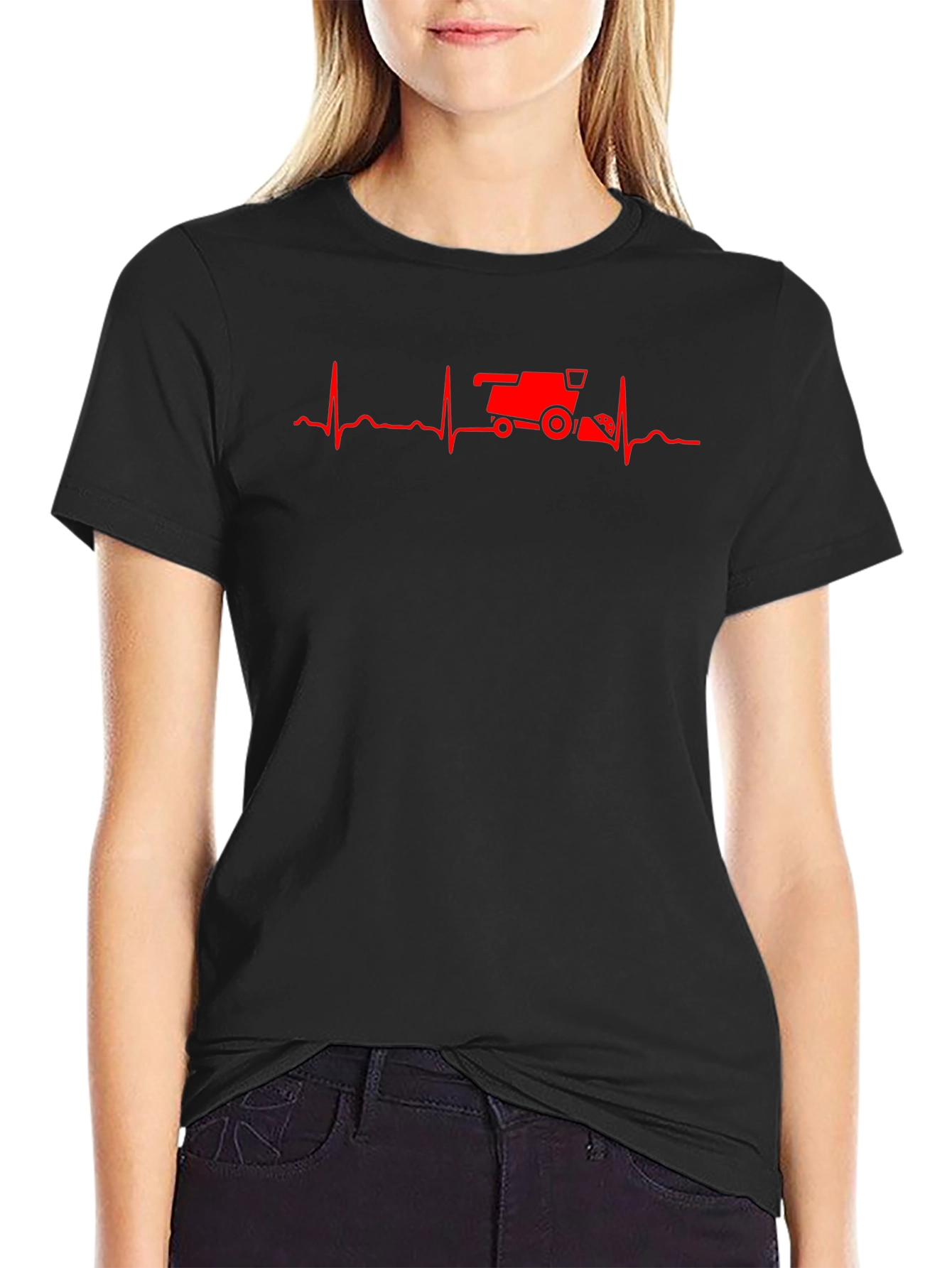 Farmer Heartbeat T-Shirt - Red Combine Design