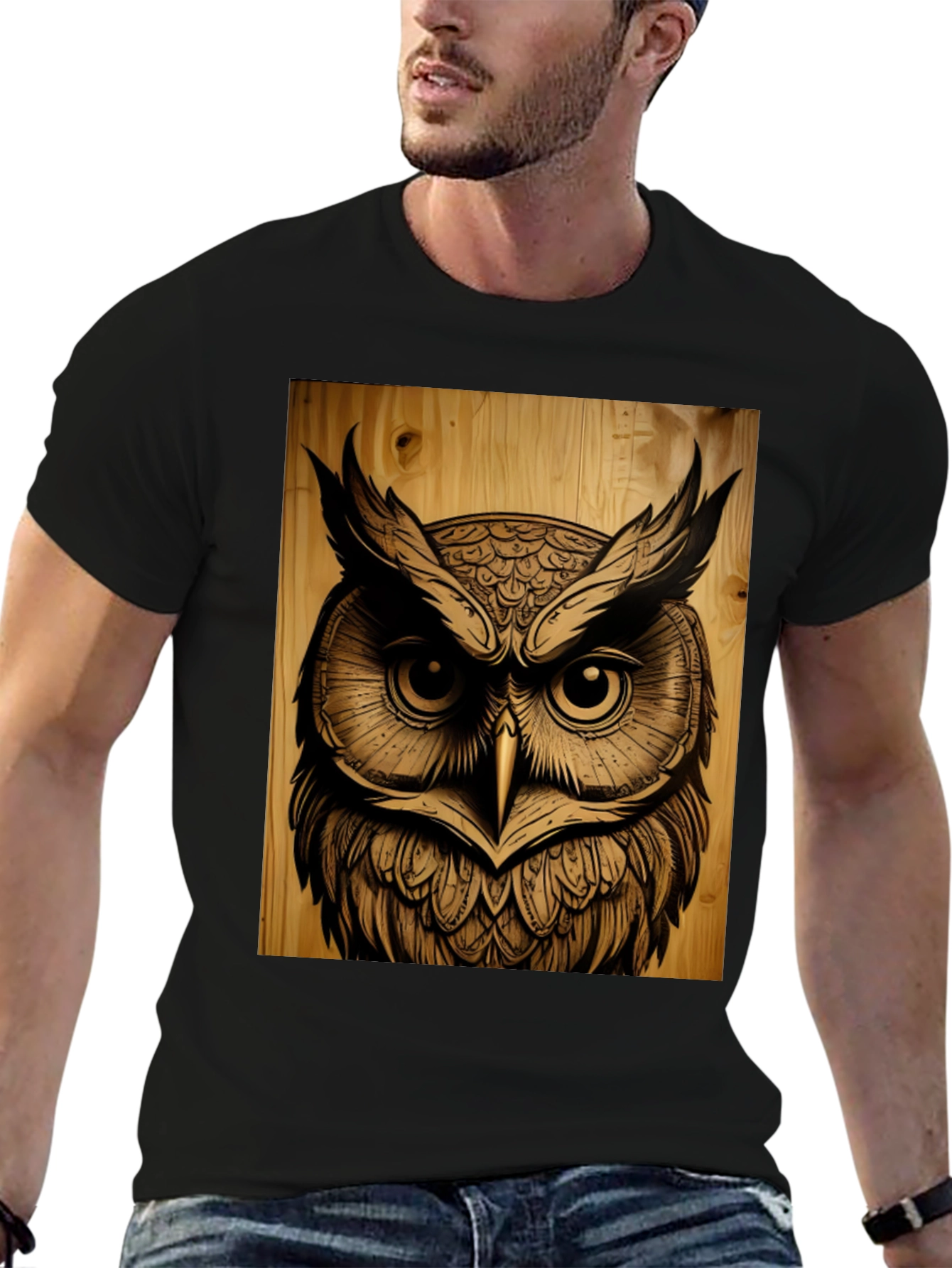 Owl Graphic Black T-Shirt