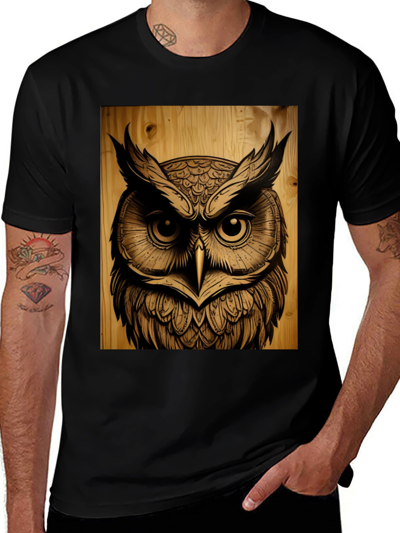 Owl Graphic Black T-Shirt
