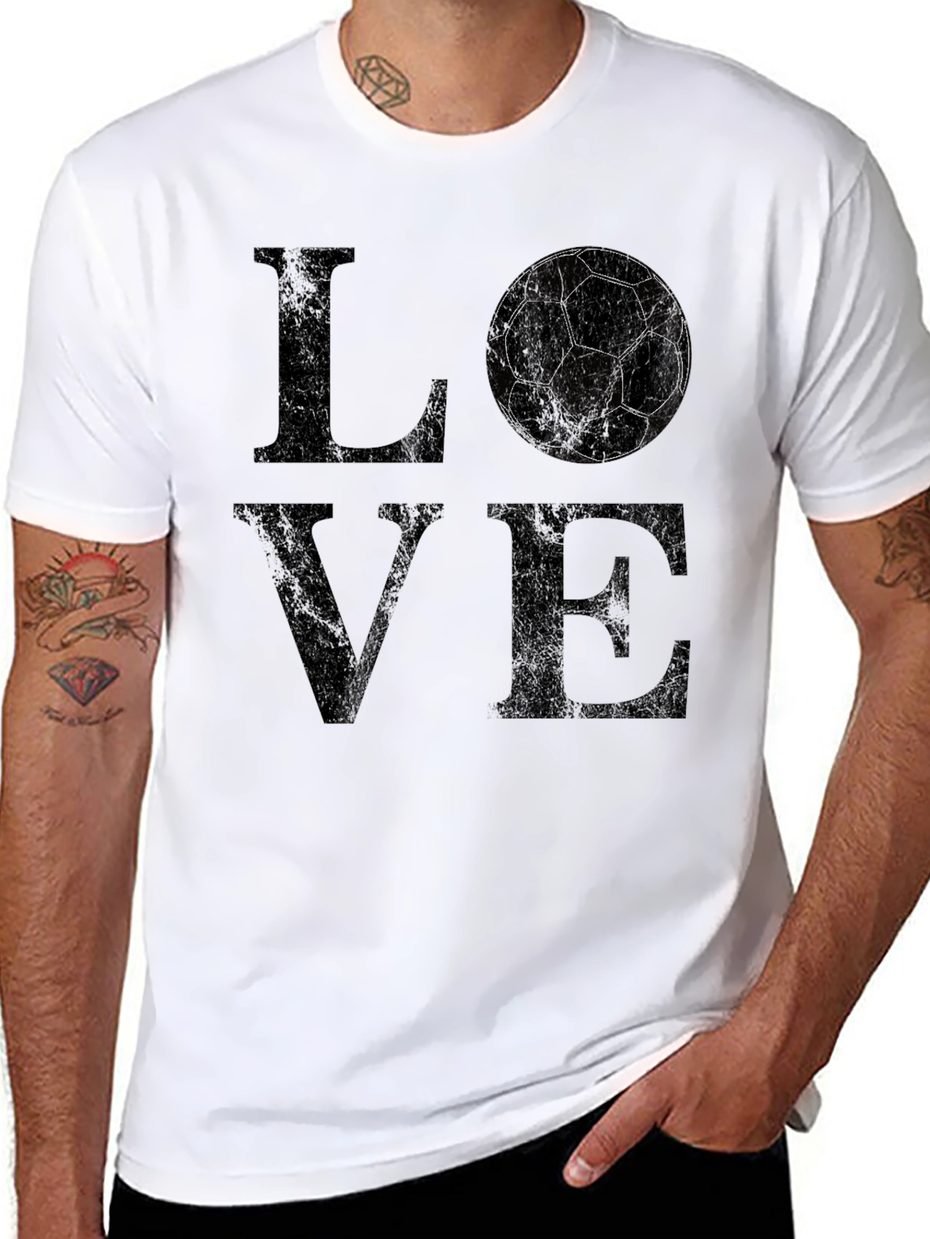 Love Soccer Graphic T-Shirt - Black