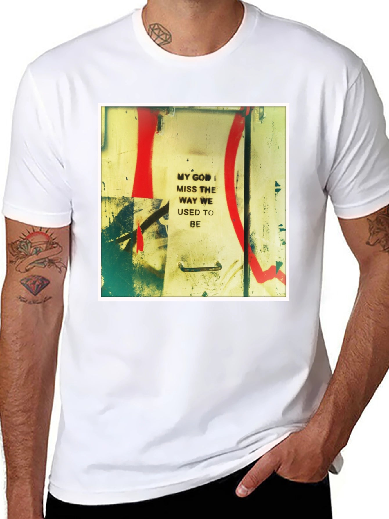 Artistic Graphic Print Crew Neck Tee