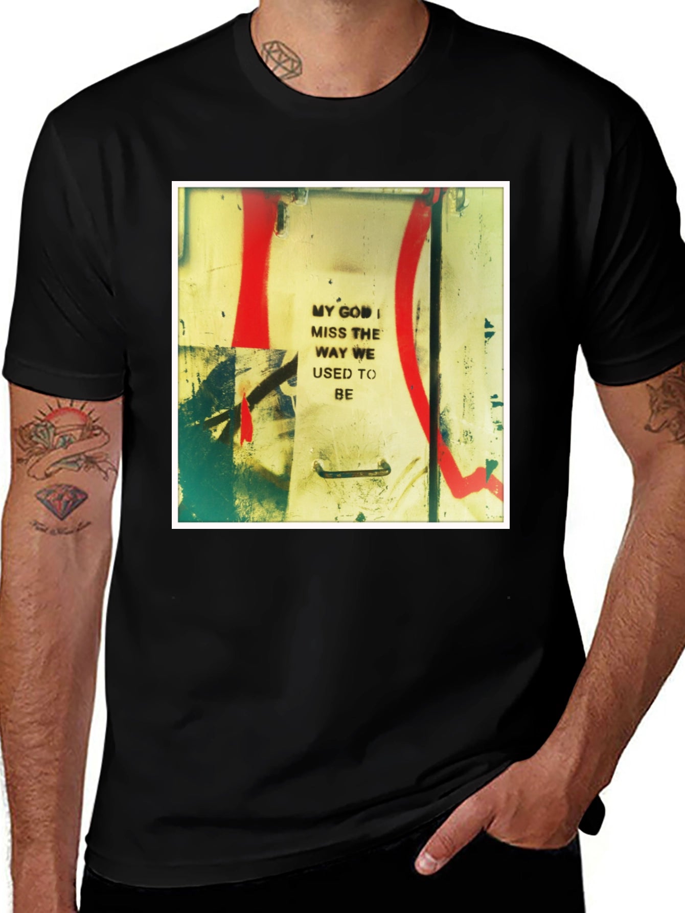 Artistic Graphic Print Crew Neck Tee