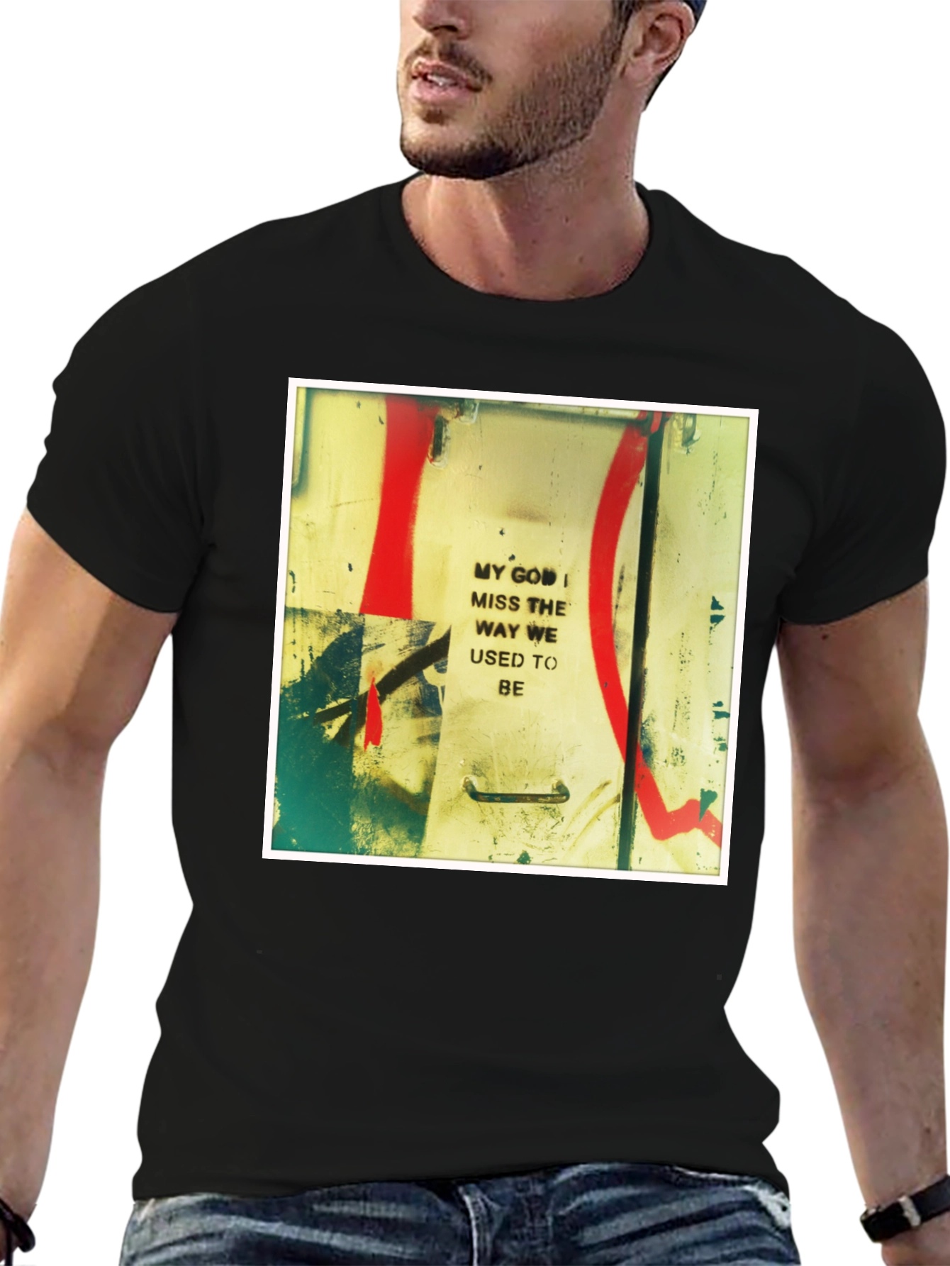 Artistic Graphic Print Crew Neck Tee