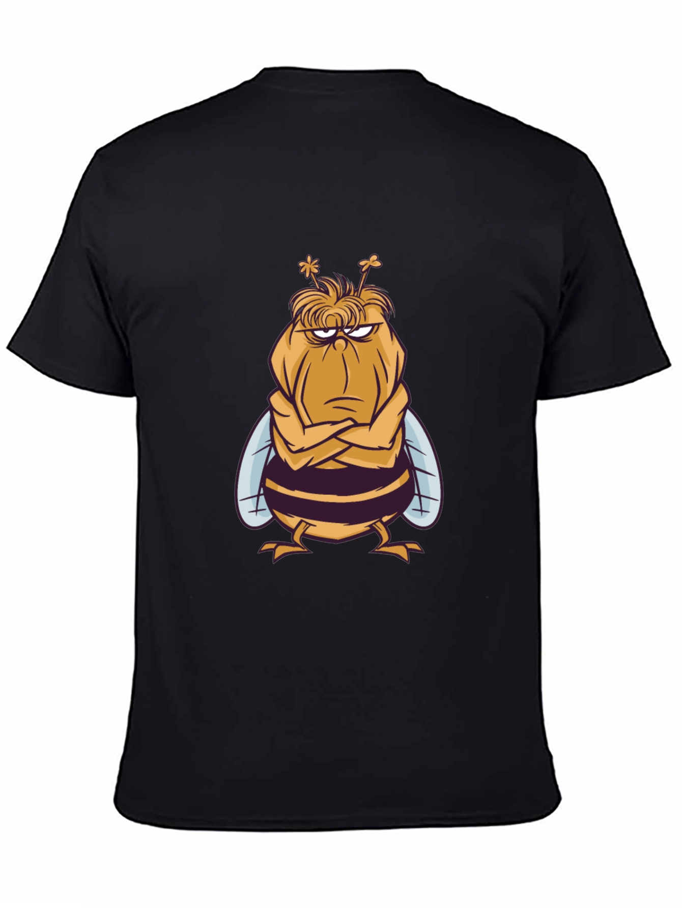 Grumpy Bee Graphic Tee - Mens Black Cotton T-Shirt