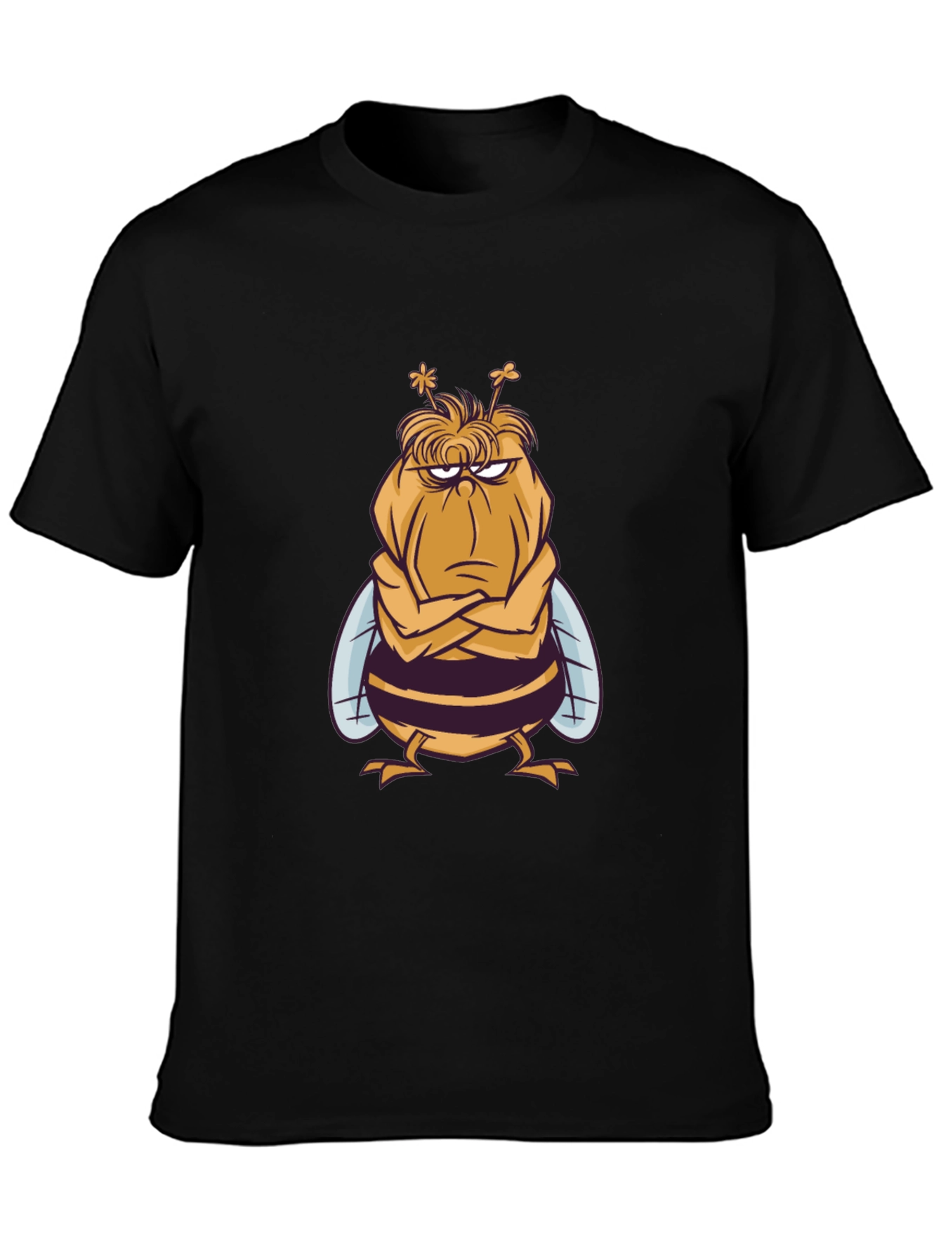 Grumpy Bee Graphic Tee - Mens Black Cotton T-Shirt