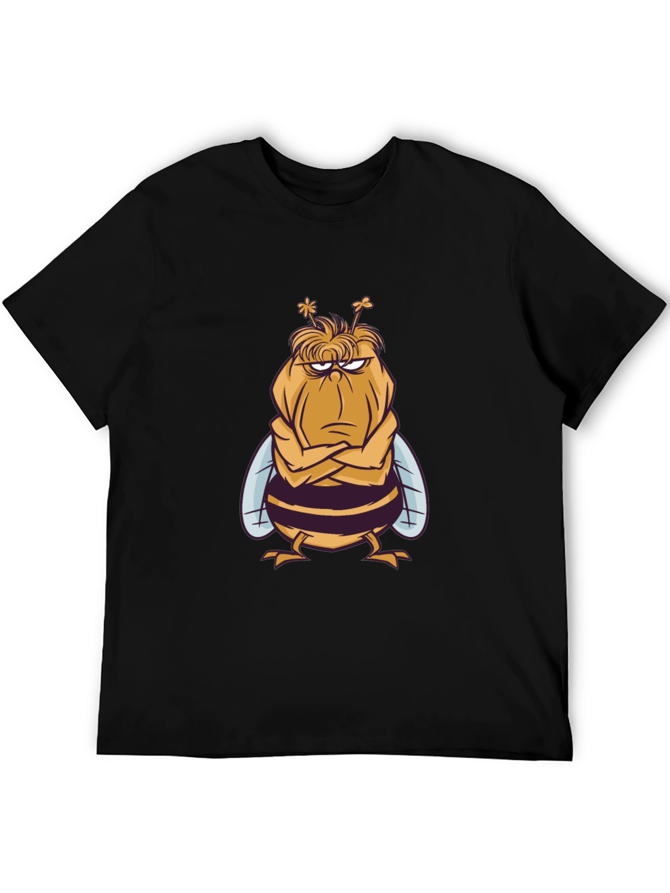 Grumpy Bee Graphic Tee - Mens Black Cotton T-Shirt