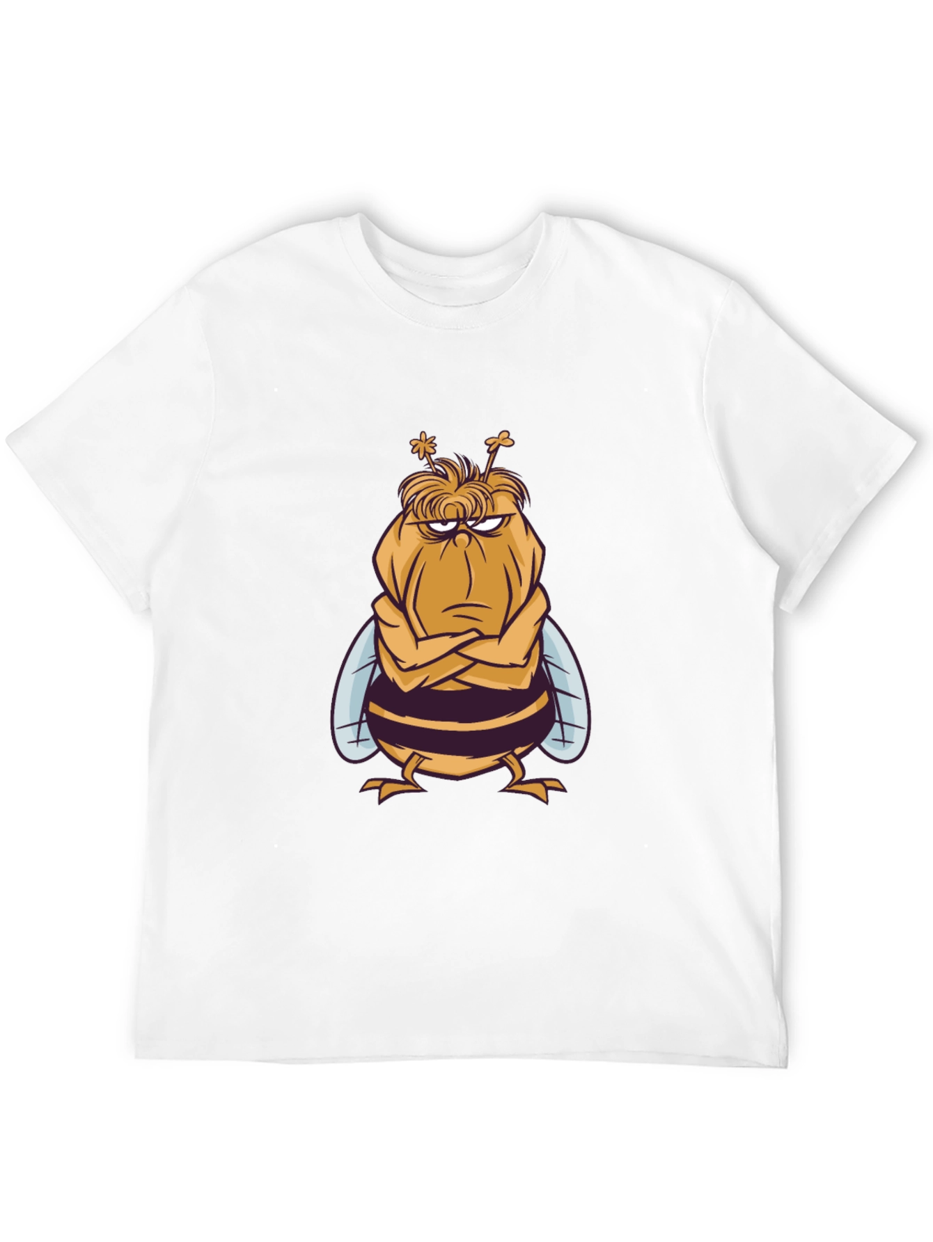 Grumpy Bee Graphic Tee - Mens Black Cotton T-Shirt