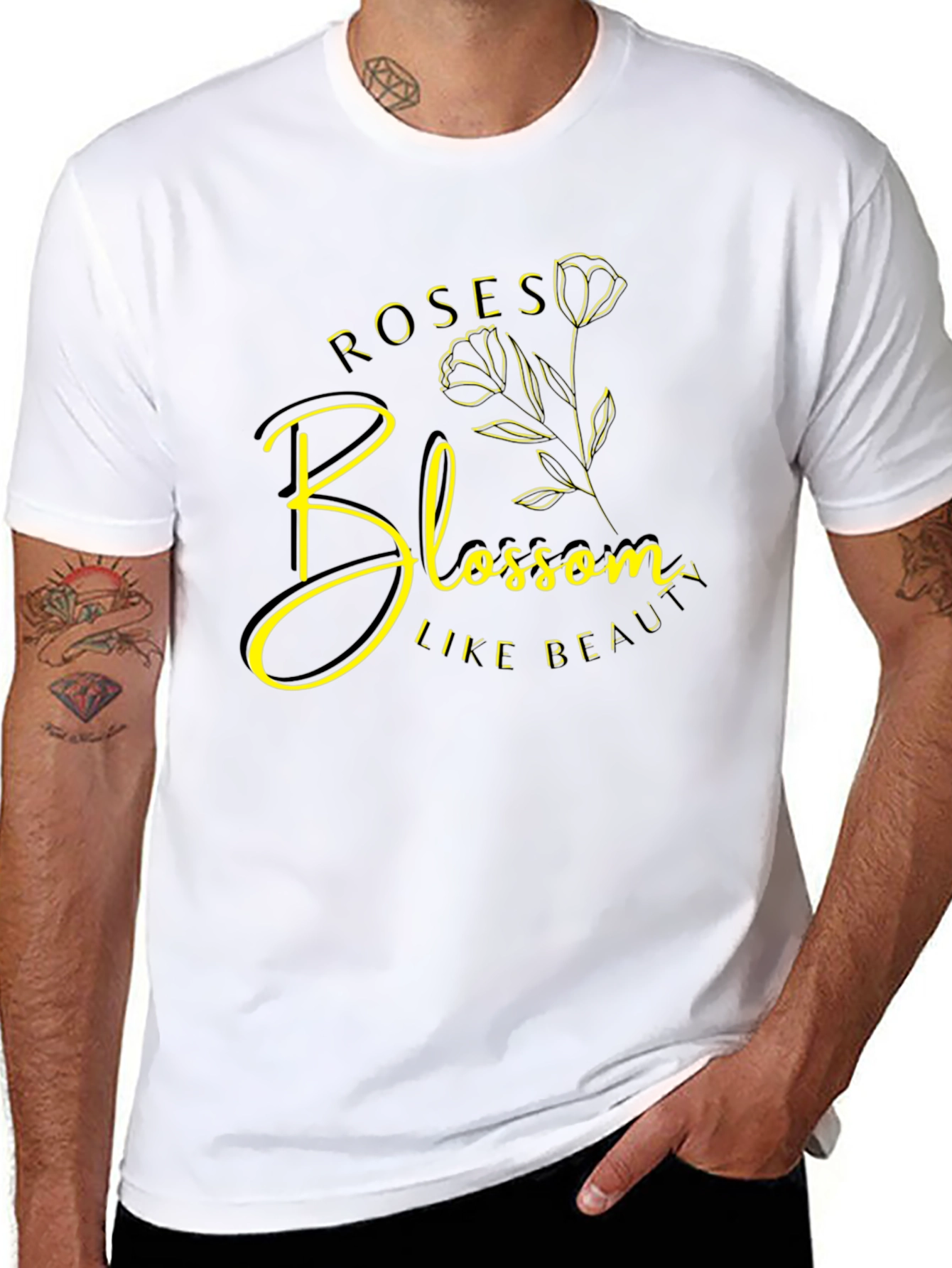 Roses Blossom Like Beauty Graphic Tee - Black