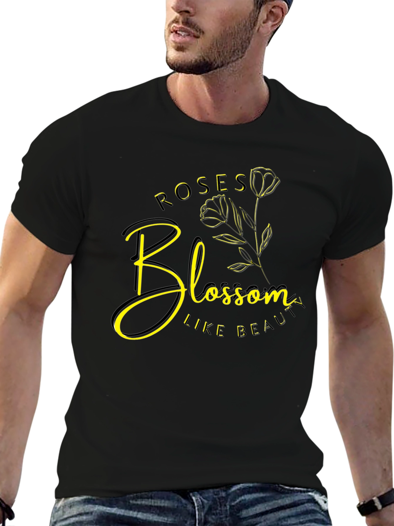 Roses Blossom Like Beauty Graphic Tee - Black