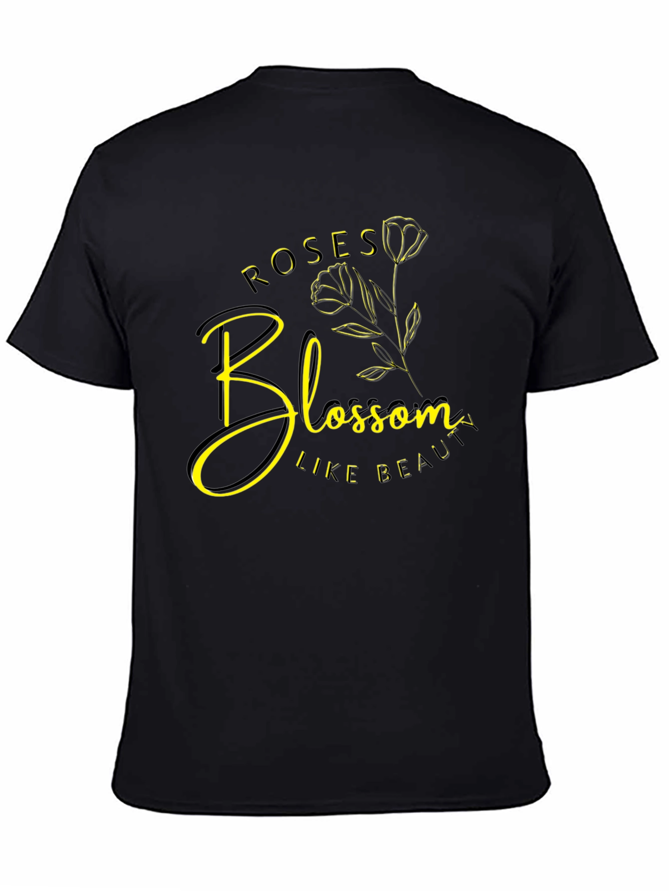 Roses Blossom Like Beauty Graphic Tee - Black