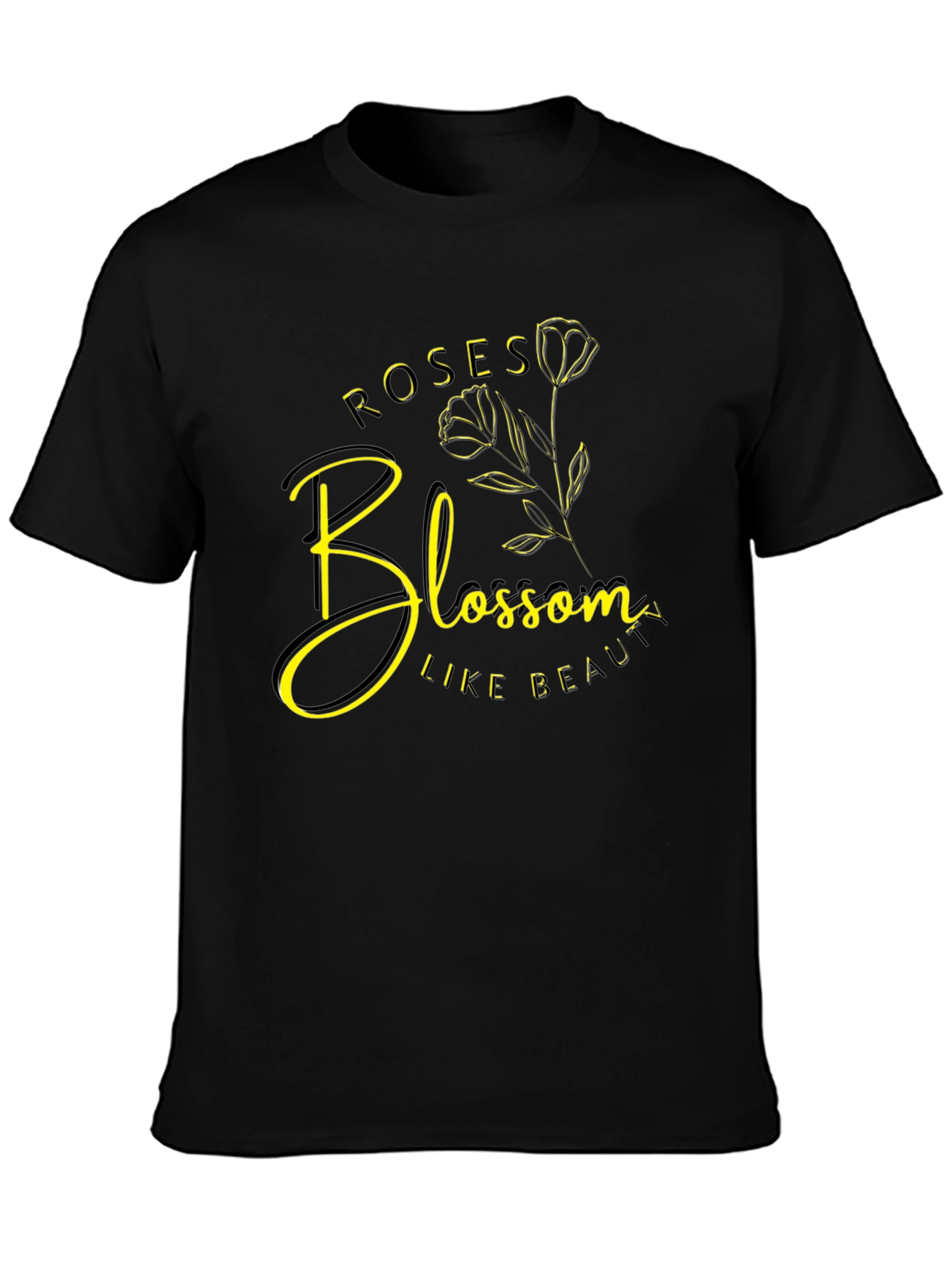 Roses Blossom Like Beauty Graphic Tee - Black