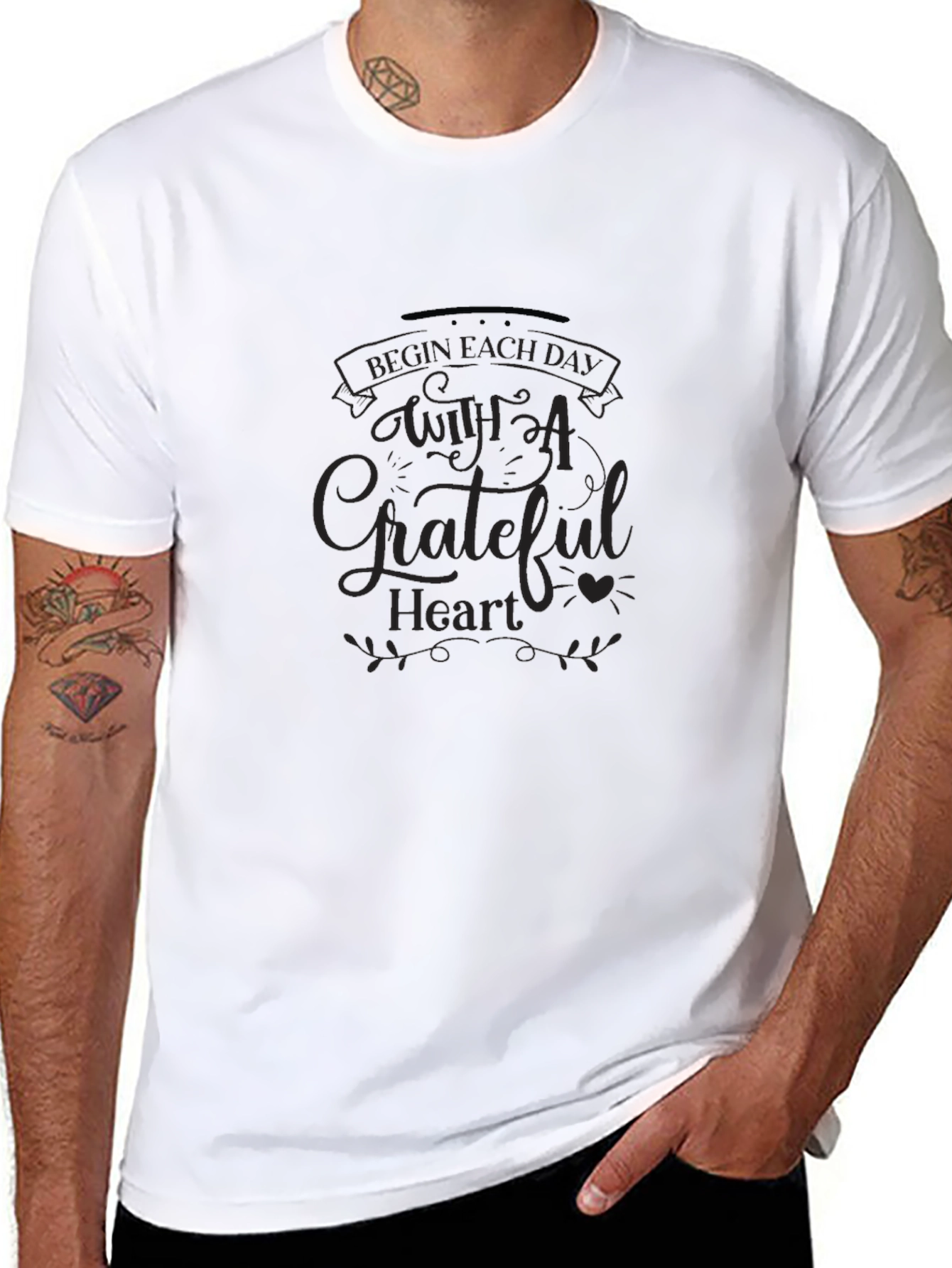 Grateful Heart Graphic Tee - Black Casual Shirt