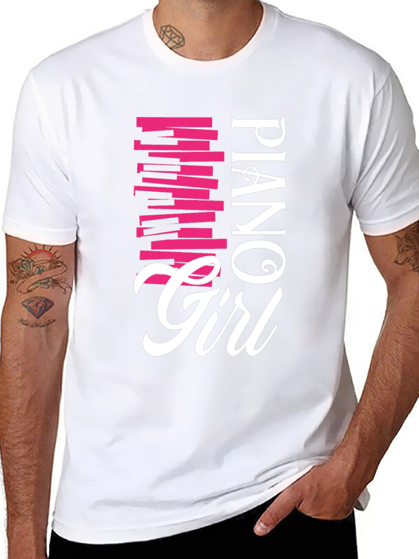 Piano Girl Tee - Musically Stylish Black T-Shirt