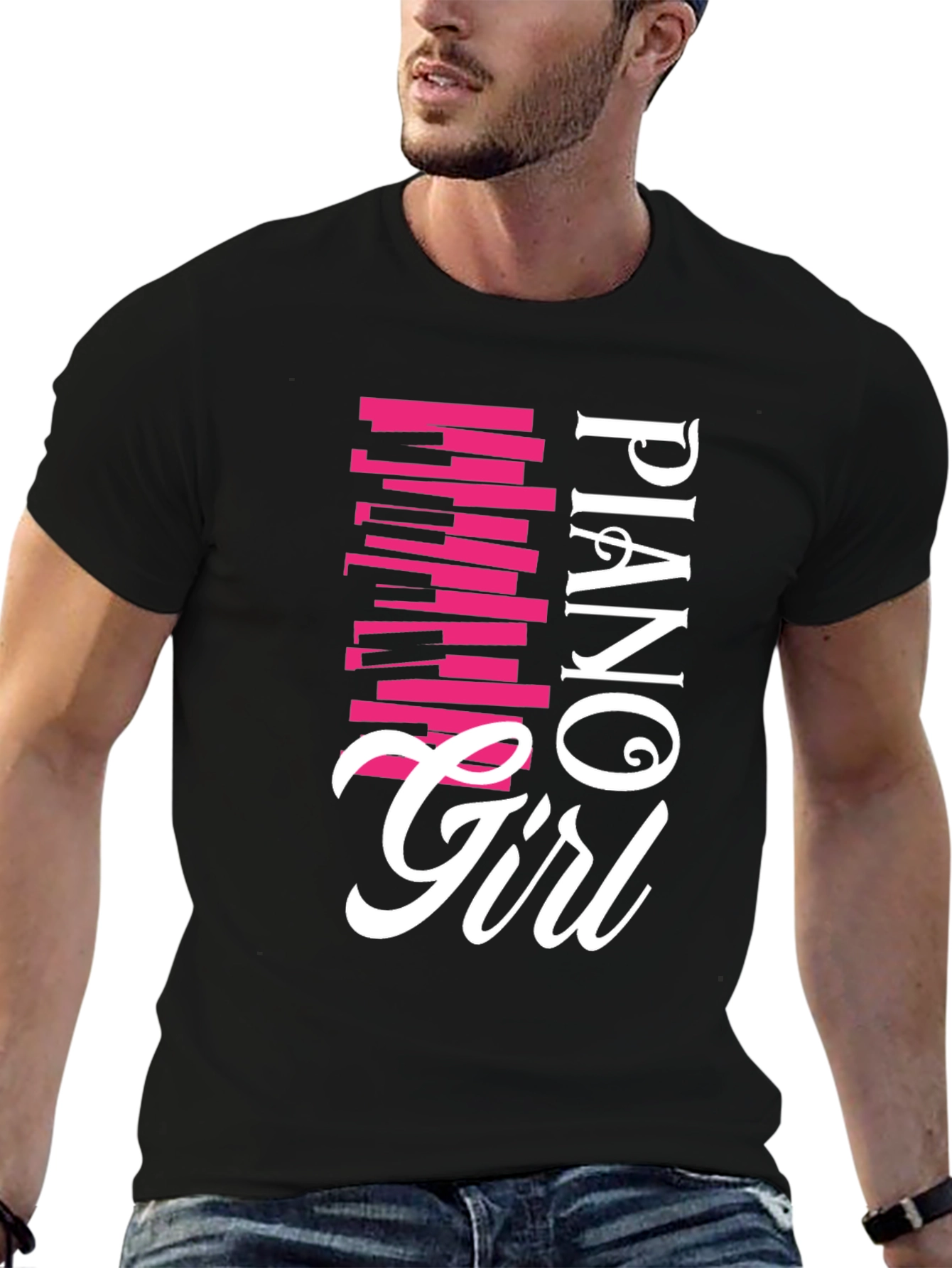 Piano Girl Tee - Musically Stylish Black T-Shirt