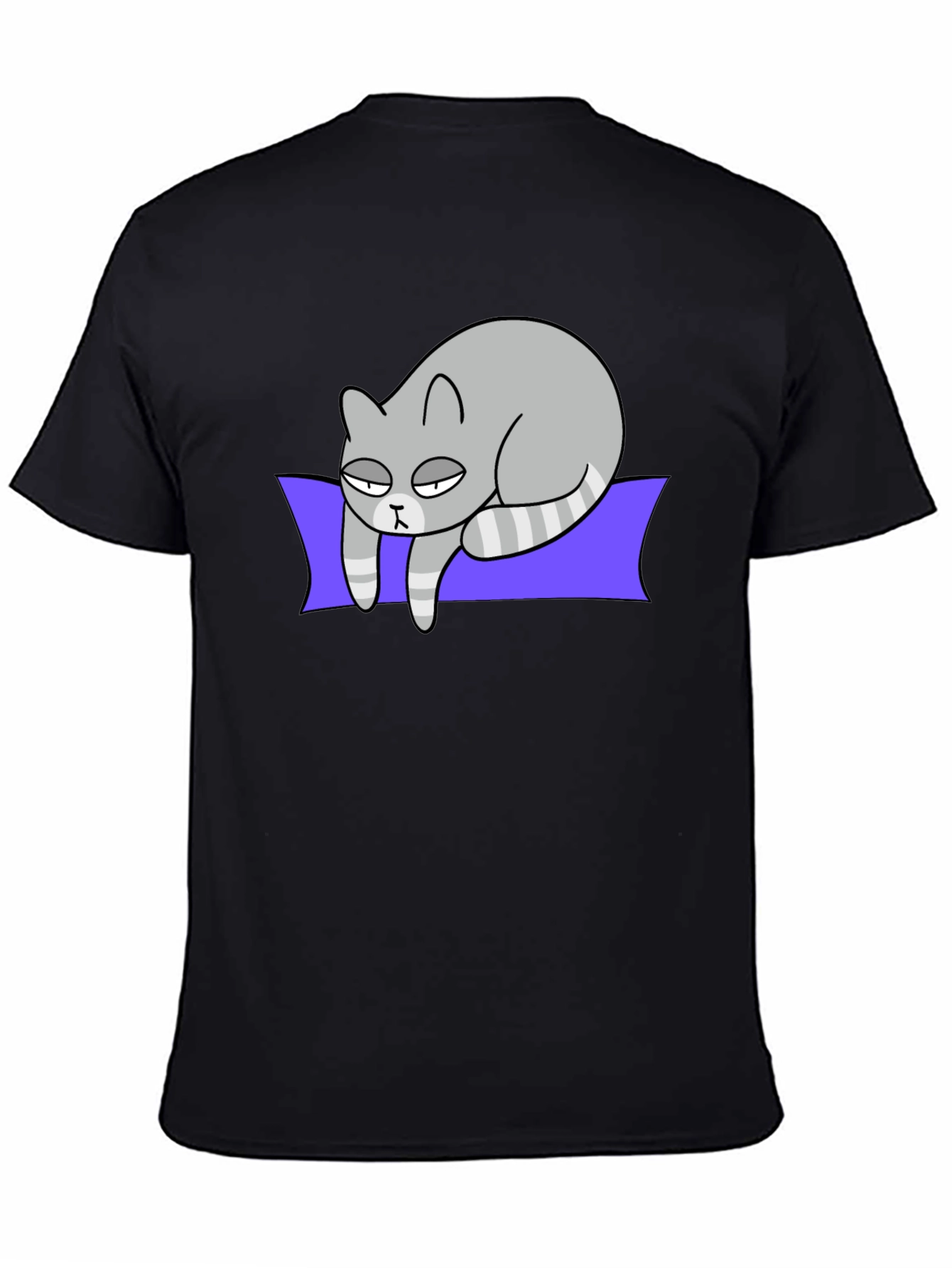 Lazy Cat Graphic Tee - Black Cotton T-Shirt