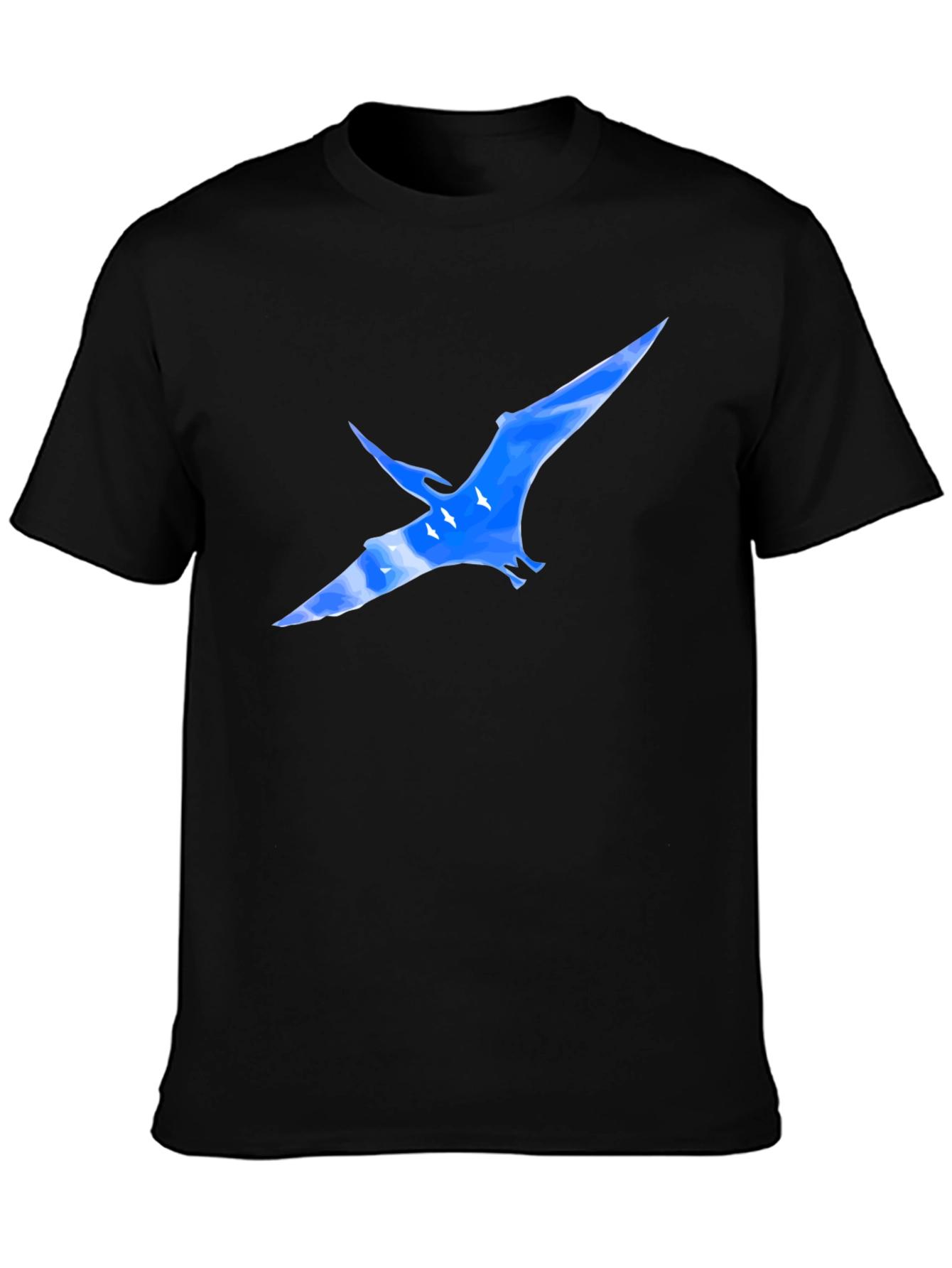 Black T-Shirt with Pterodactyl Sky Design