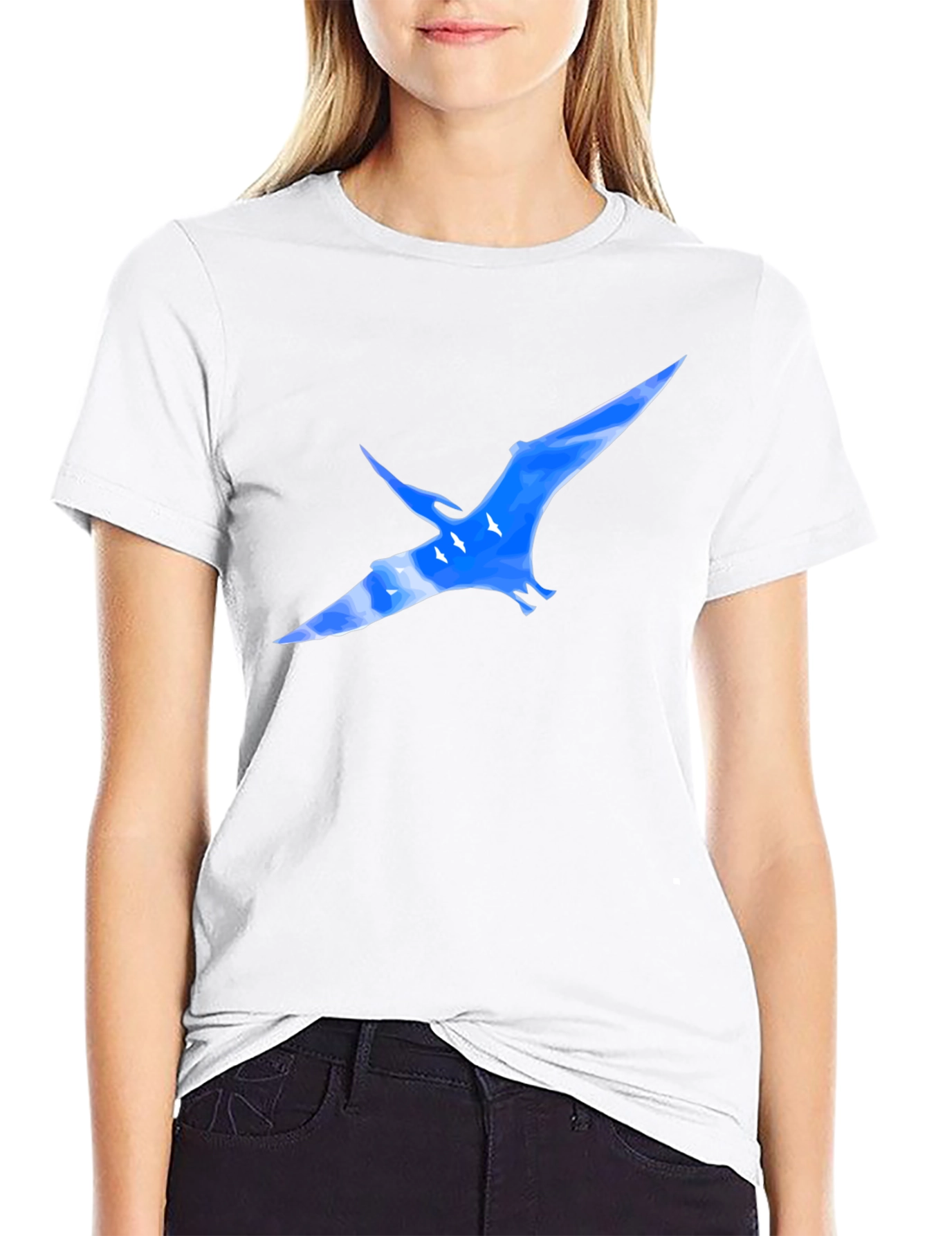 Black T-Shirt with Pterodactyl Sky Design