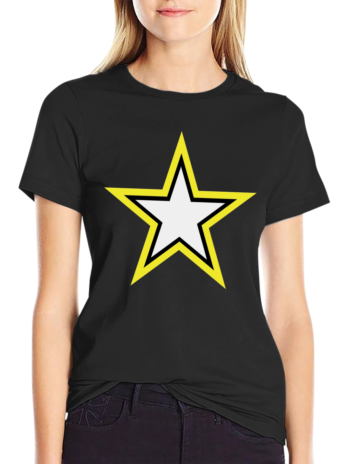 Star Graphic Tee - Bold Yellow Outline Design