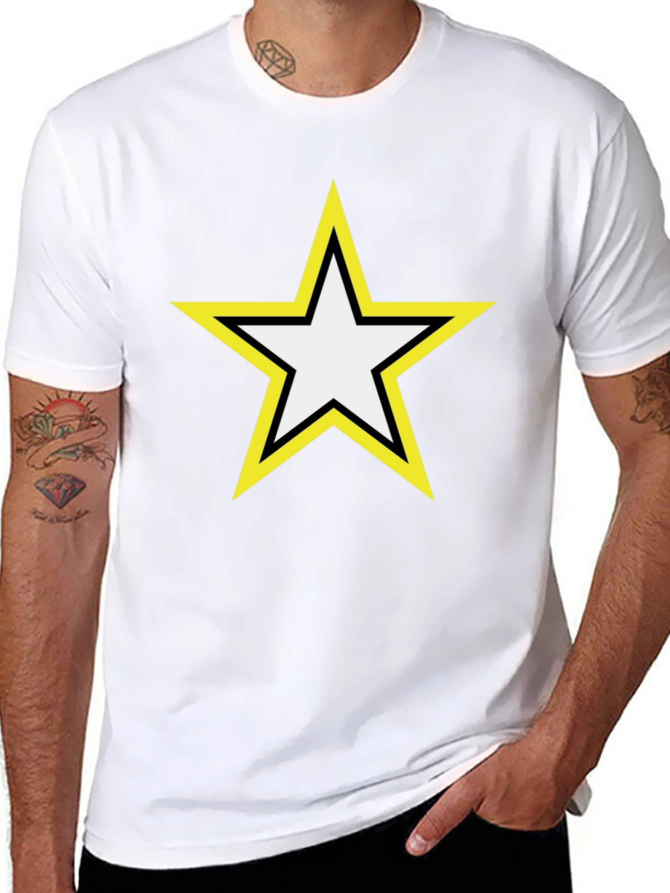 Star Graphic Tee - Bold Yellow Outline Design
