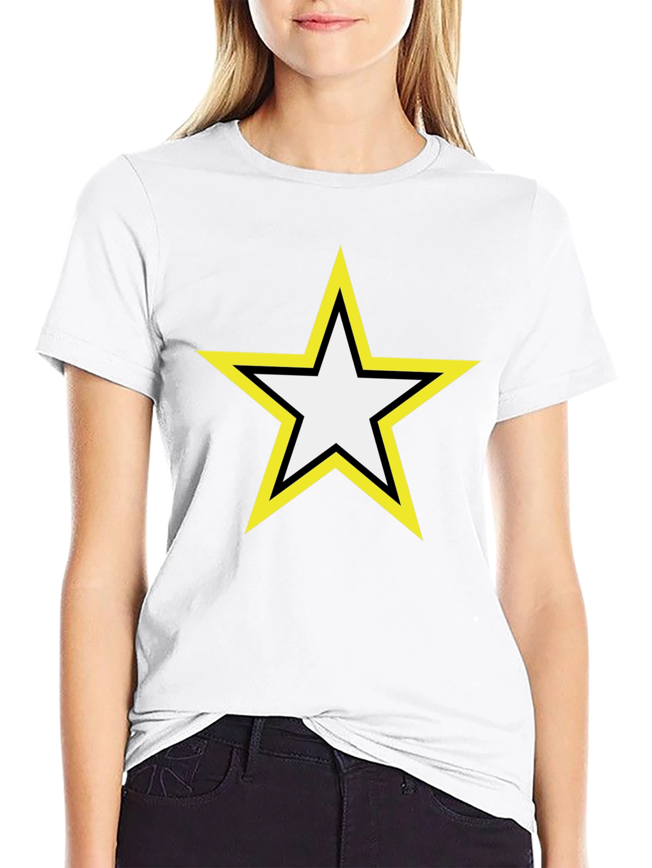 Star Graphic Tee - Bold Yellow Outline Design