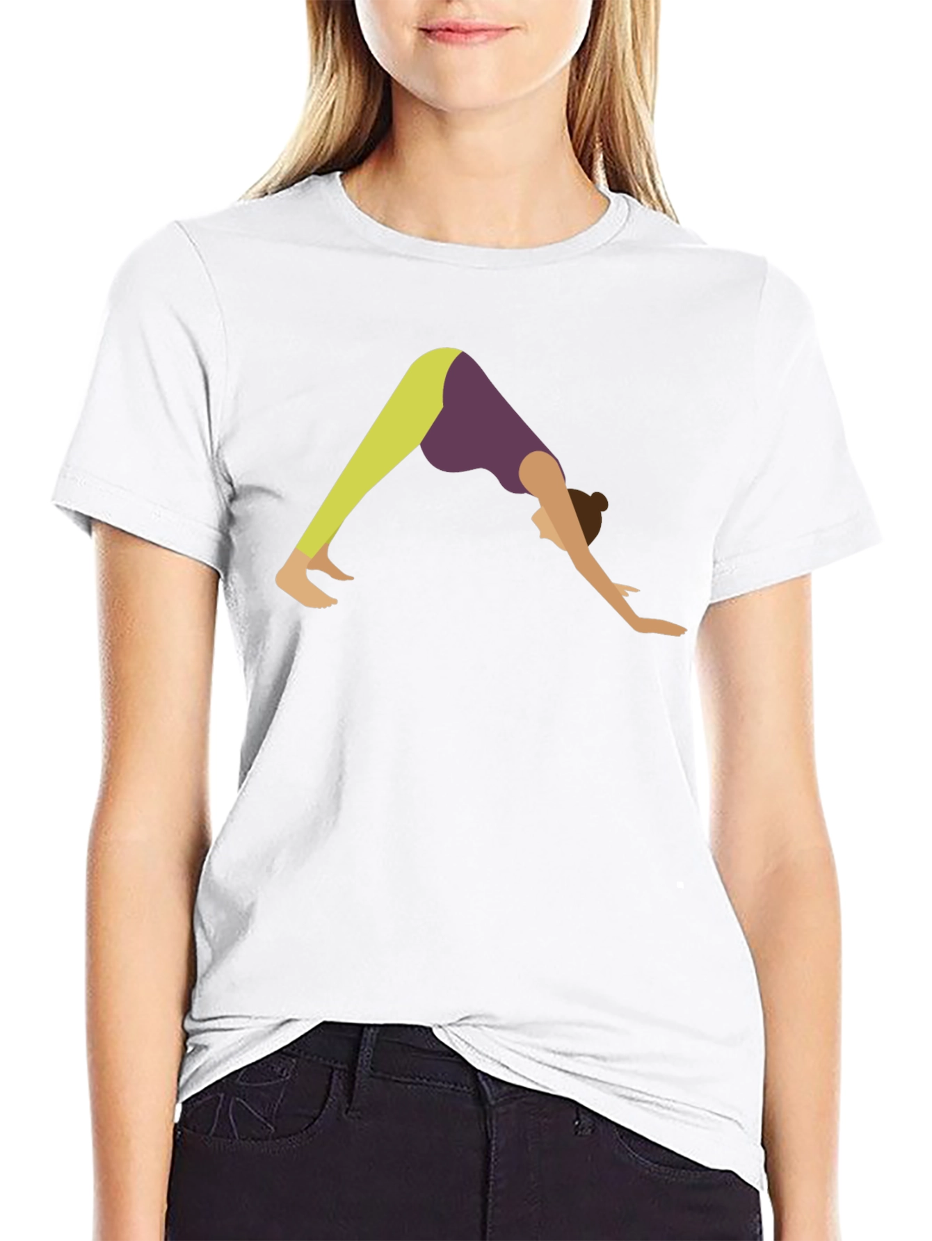 Yoga Pose Graphic Tee - Black Cotton T-Shirt