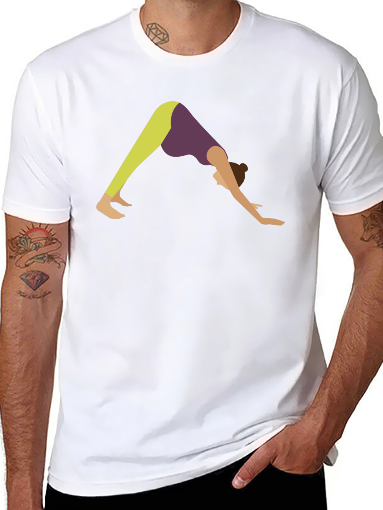 Yoga Pose Graphic Tee - Black Cotton T-Shirt