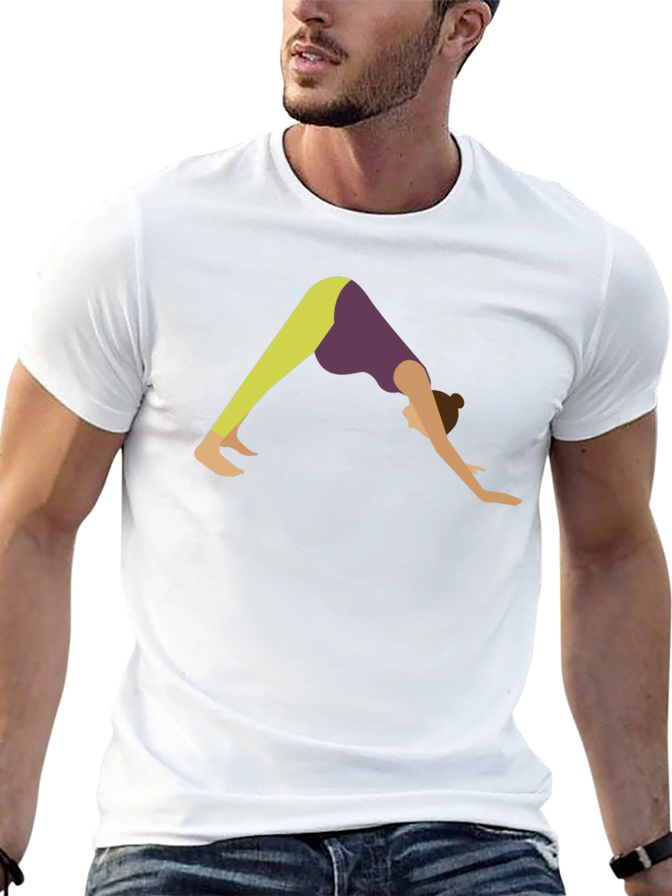 Yoga Pose Graphic Tee - Black Cotton T-Shirt