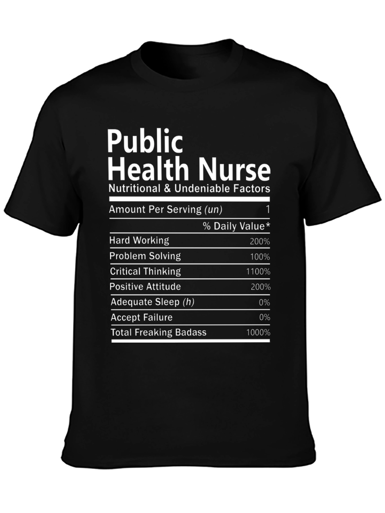 Public Health Nurse Nutrition Facts T-Shirt