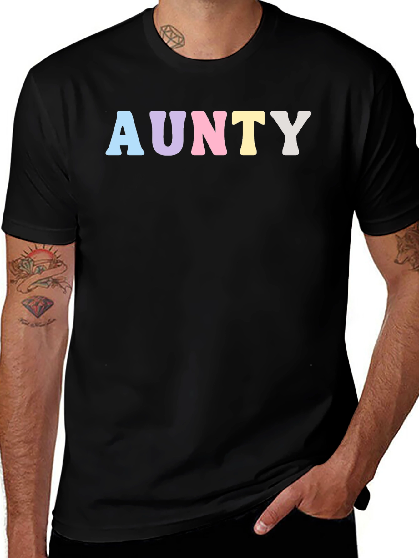AUNTY Pastel Graphic Print Black T-Shirt