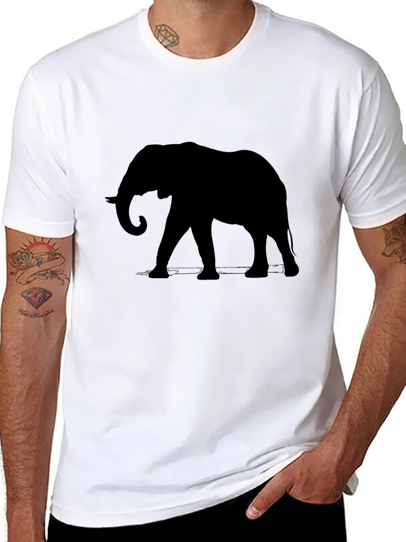 Black Elephant Silhouette T-Shirt