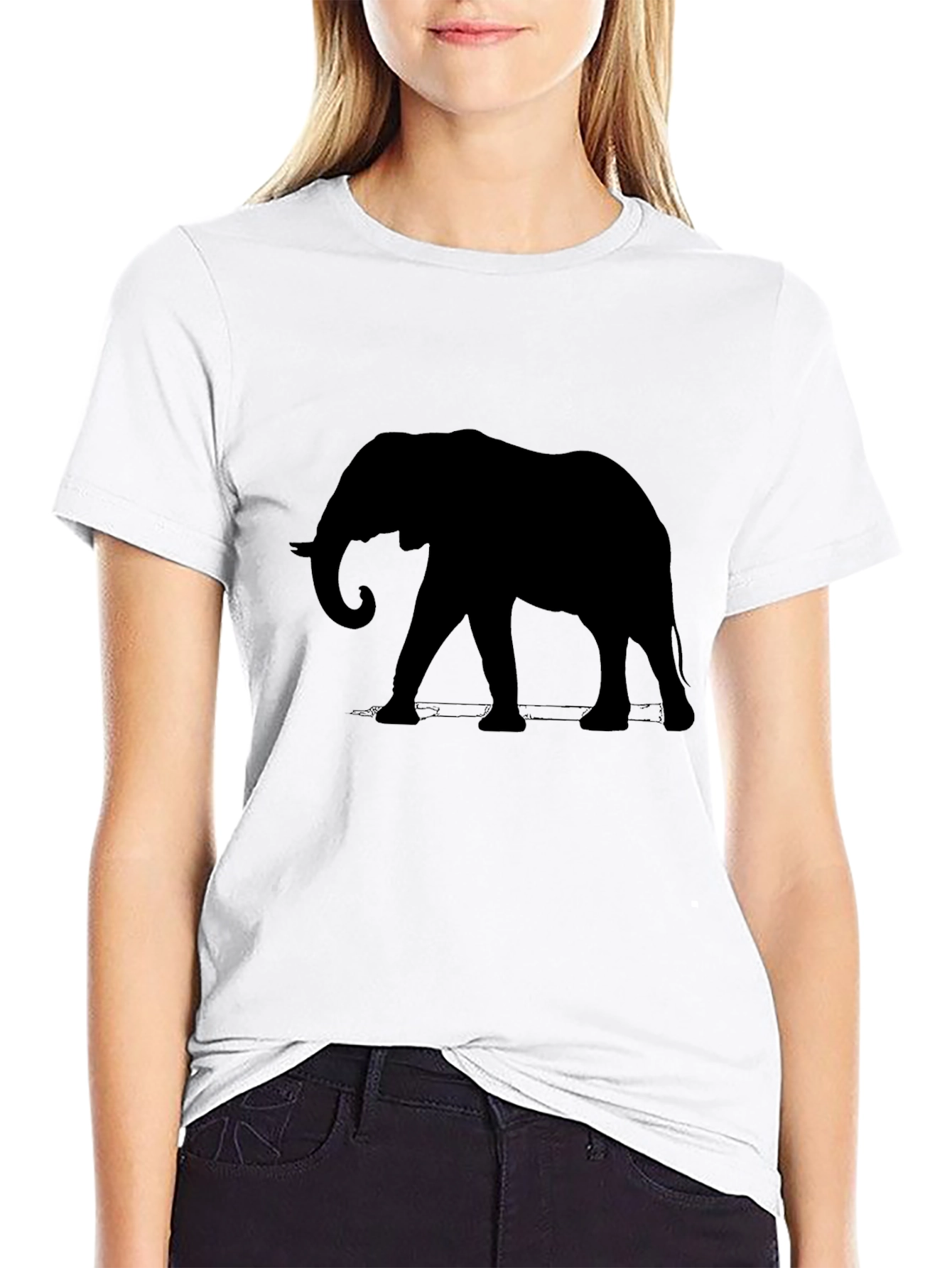 Black Elephant Silhouette T-Shirt