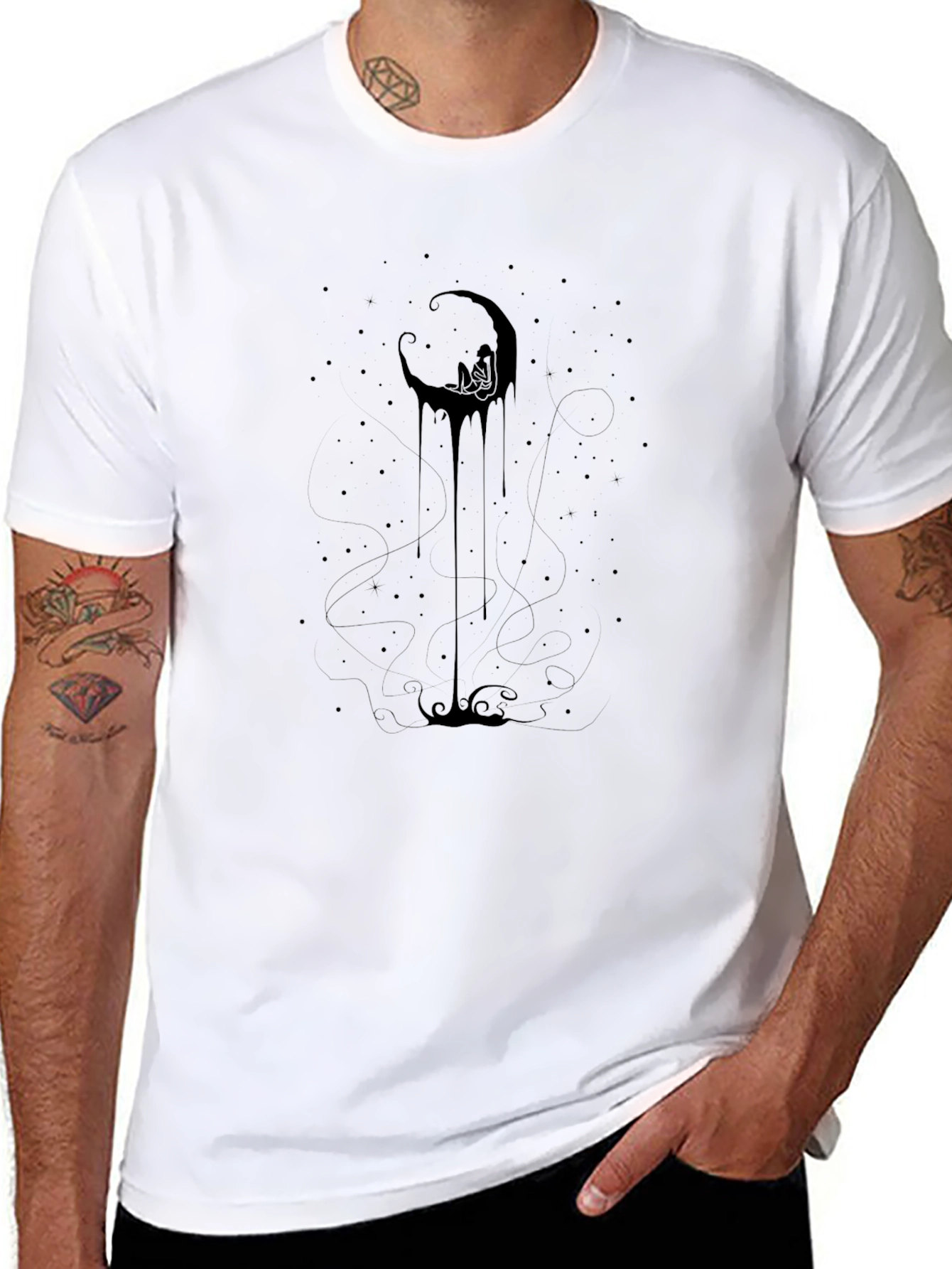 Moon Dreamer Graphic Tee - Soft Black Cotton