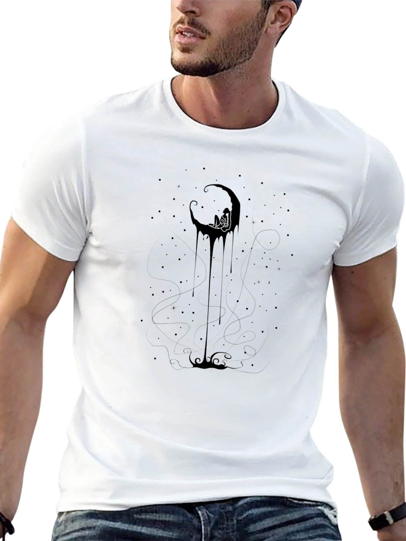 Moon Dreamer Graphic Tee - Soft Black Cotton