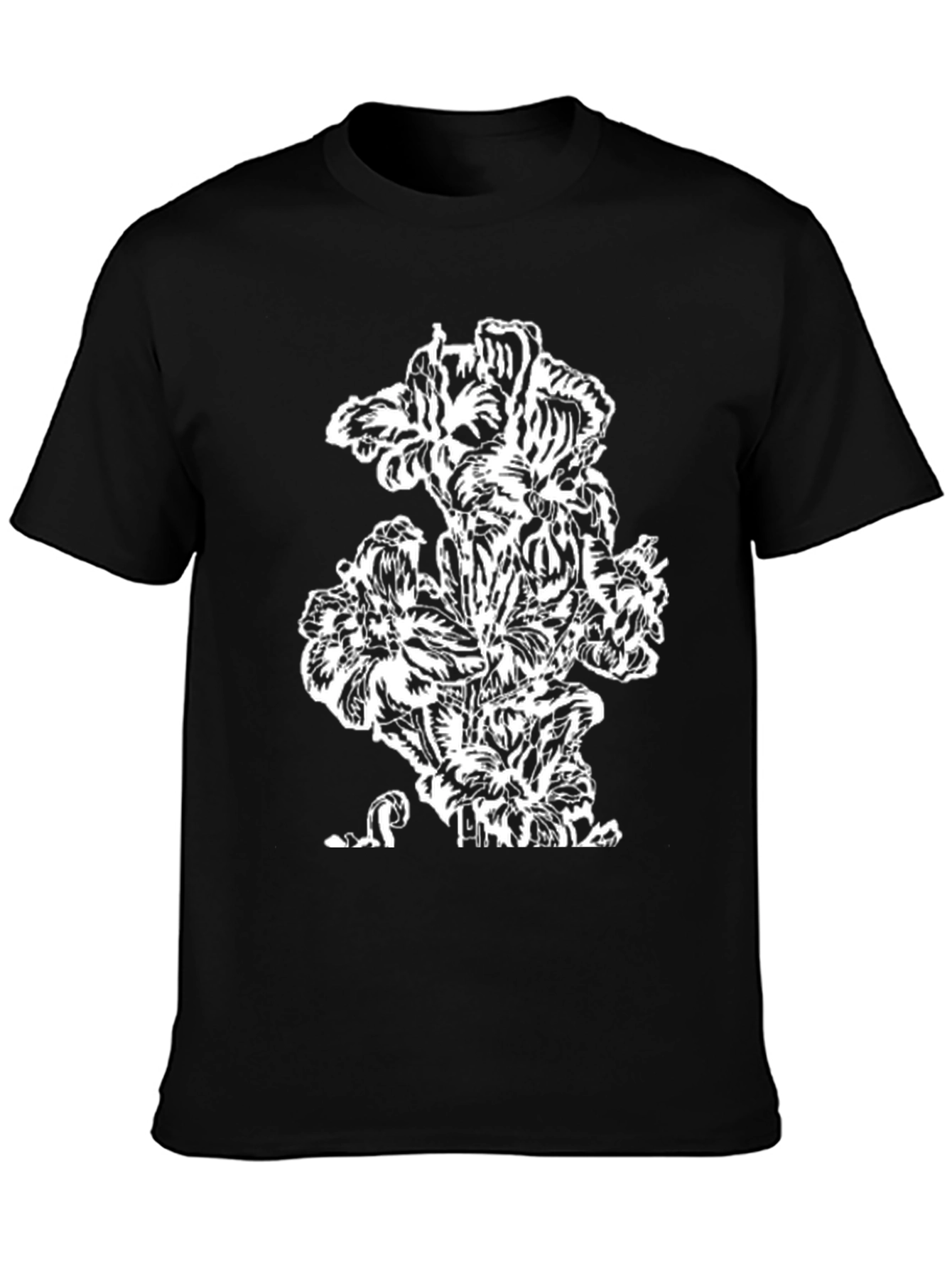 Abstract Floral Black T-Shirt